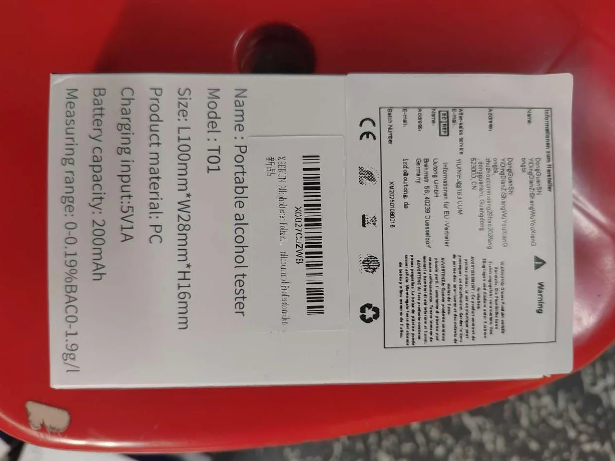 Alkomat policyjny profesjonalny z wyświetlaczem LCD, ładowany, przenośny bez dmuchawki