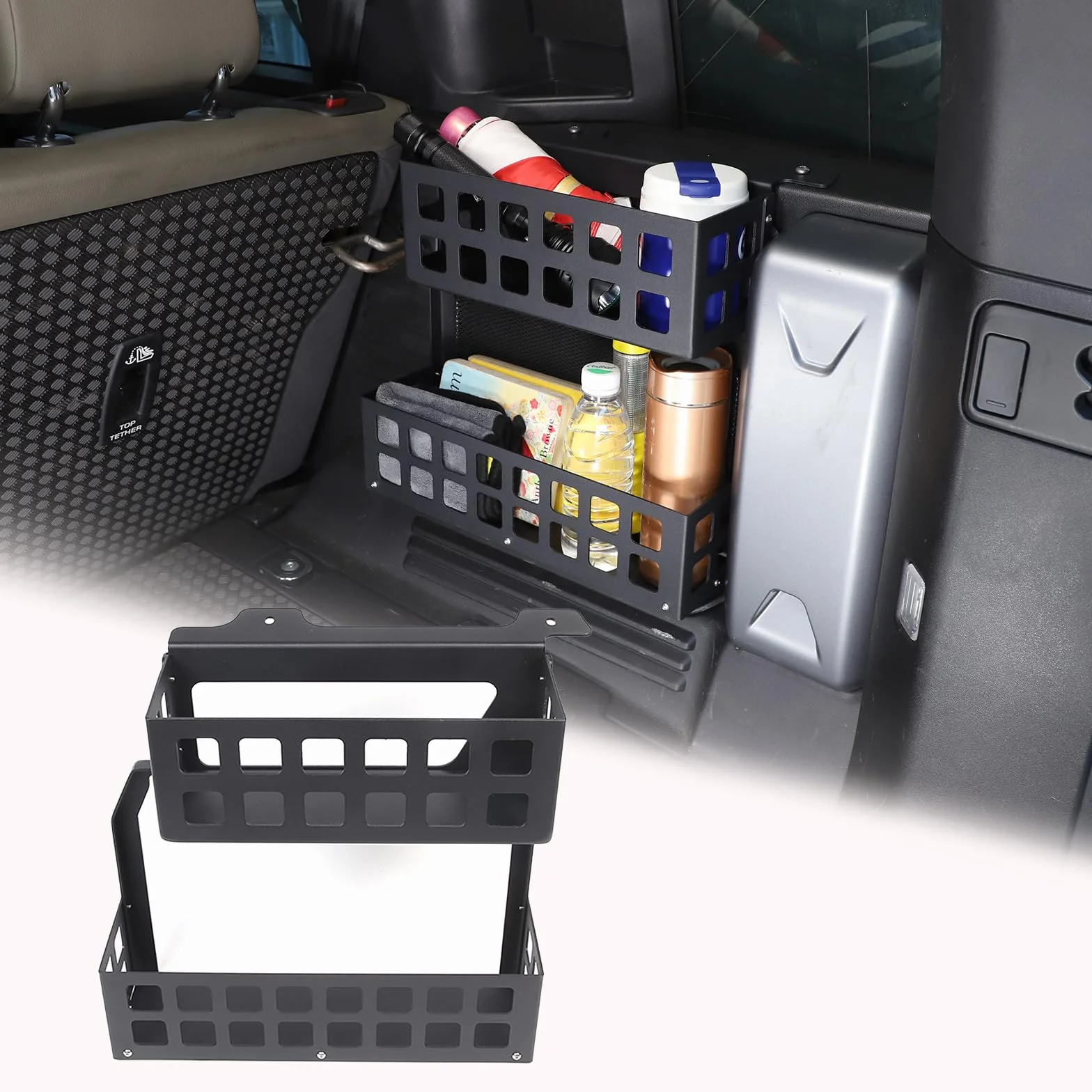 Organizer do bocznego bagażnika samochodowego wielofunkcyjny wspornik przechowywanie akcesoria do sprzątania kompatybilne z Land Rover Defender 110 2020-2024