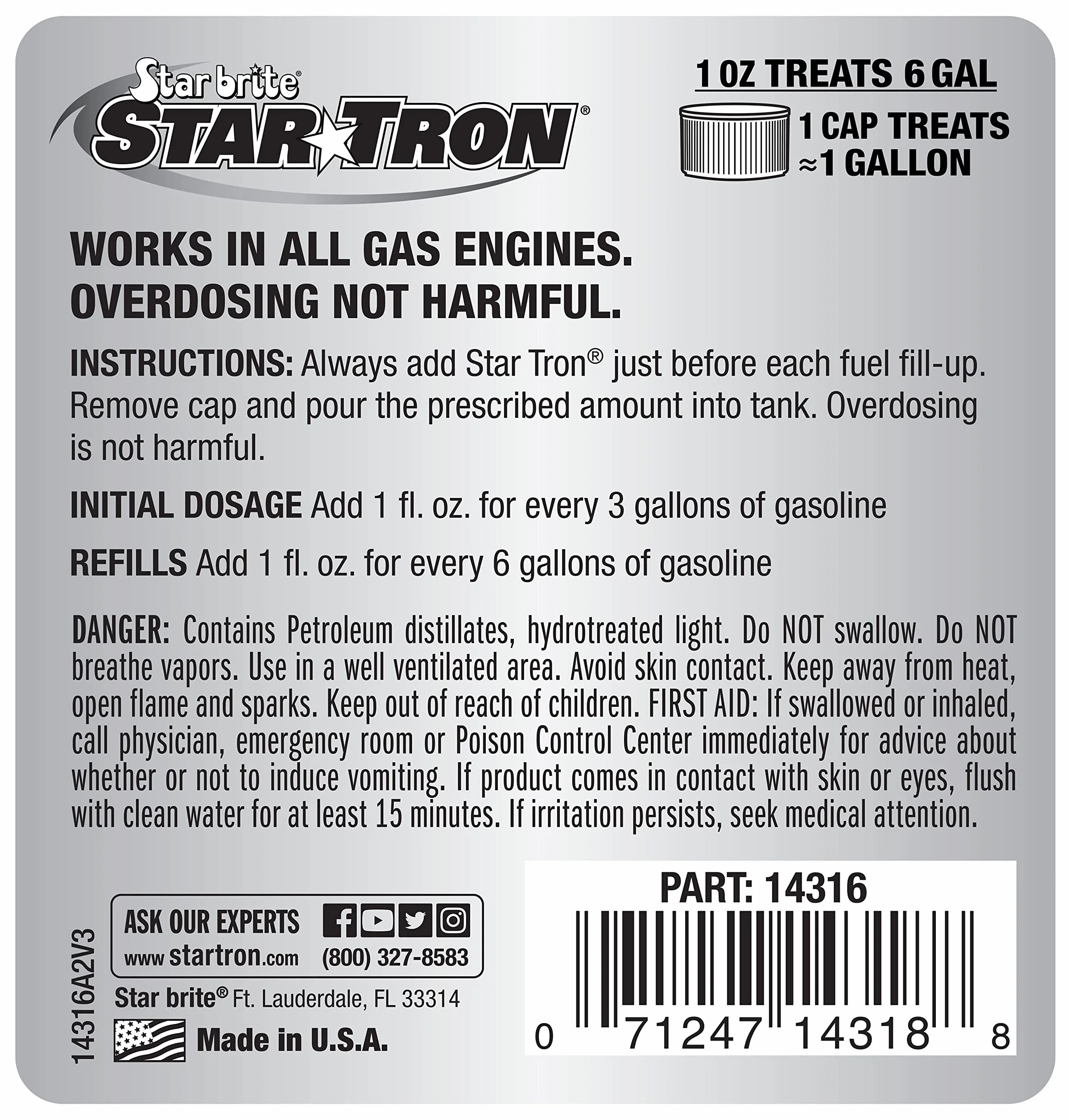 STAR BRITE Star Tron Enzyme Fuel Treatment Small Engine Formula 16 Fl Oz Treats 96 Gals Gas Additive