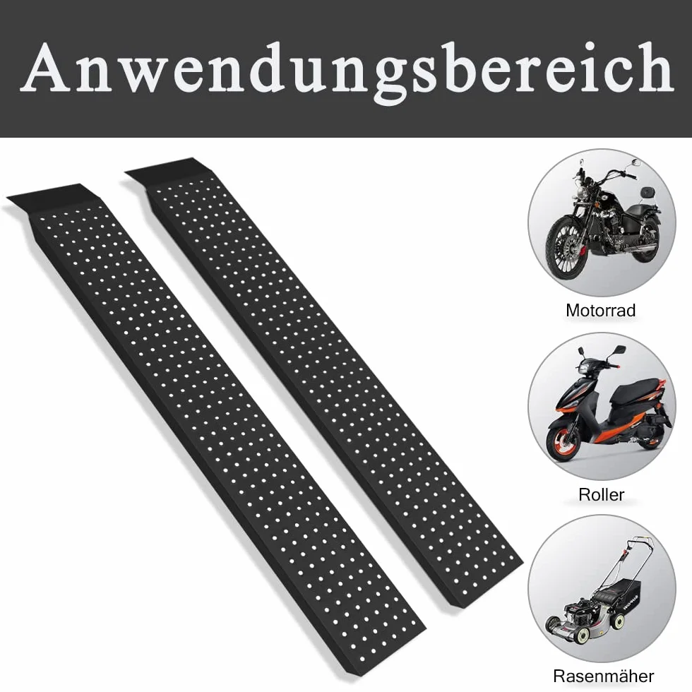 LZQ Rampa najazdowa, stal ocynkowana, 400 kg, 135 x 23 x 4,5 cm, czarna, powierzchnia, antypoślizgowa, szyna najazdowa, rampa załadunkowa, do motocykli, quadów, samochodów osobowych