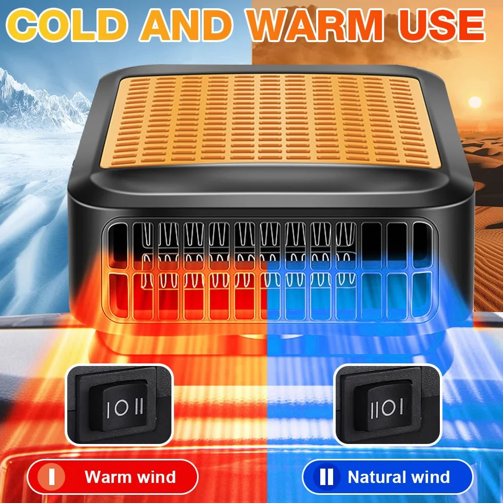 Termowentylator samochodowy 12V 200W 2w1 obrót 360° przenośny