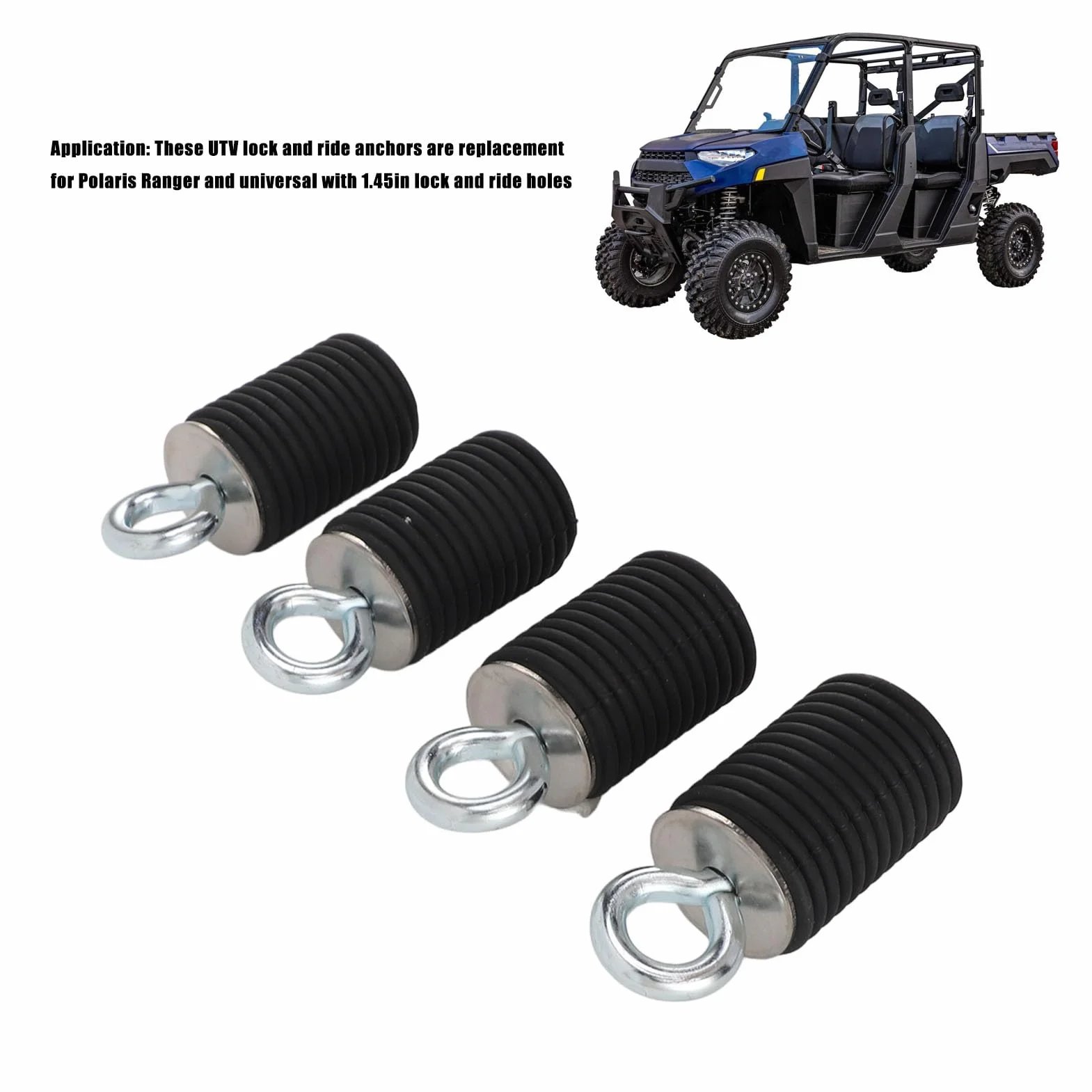 4 szt. ATV Lock Ride Tie Down Kotwice 1,45 Cala Gumowa Kotwica UTV ze Stali Nierdzewnej Zamiennik dla Polaris Ranger