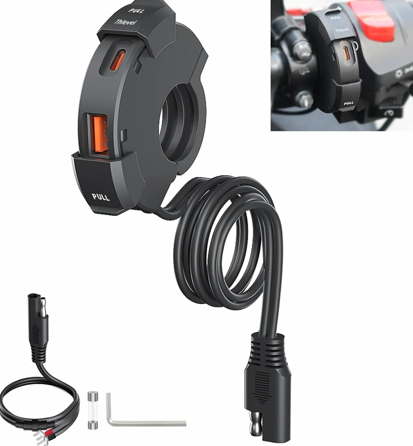 Thlevel ładowarka USB do motocykla PD typu C 12V 24V