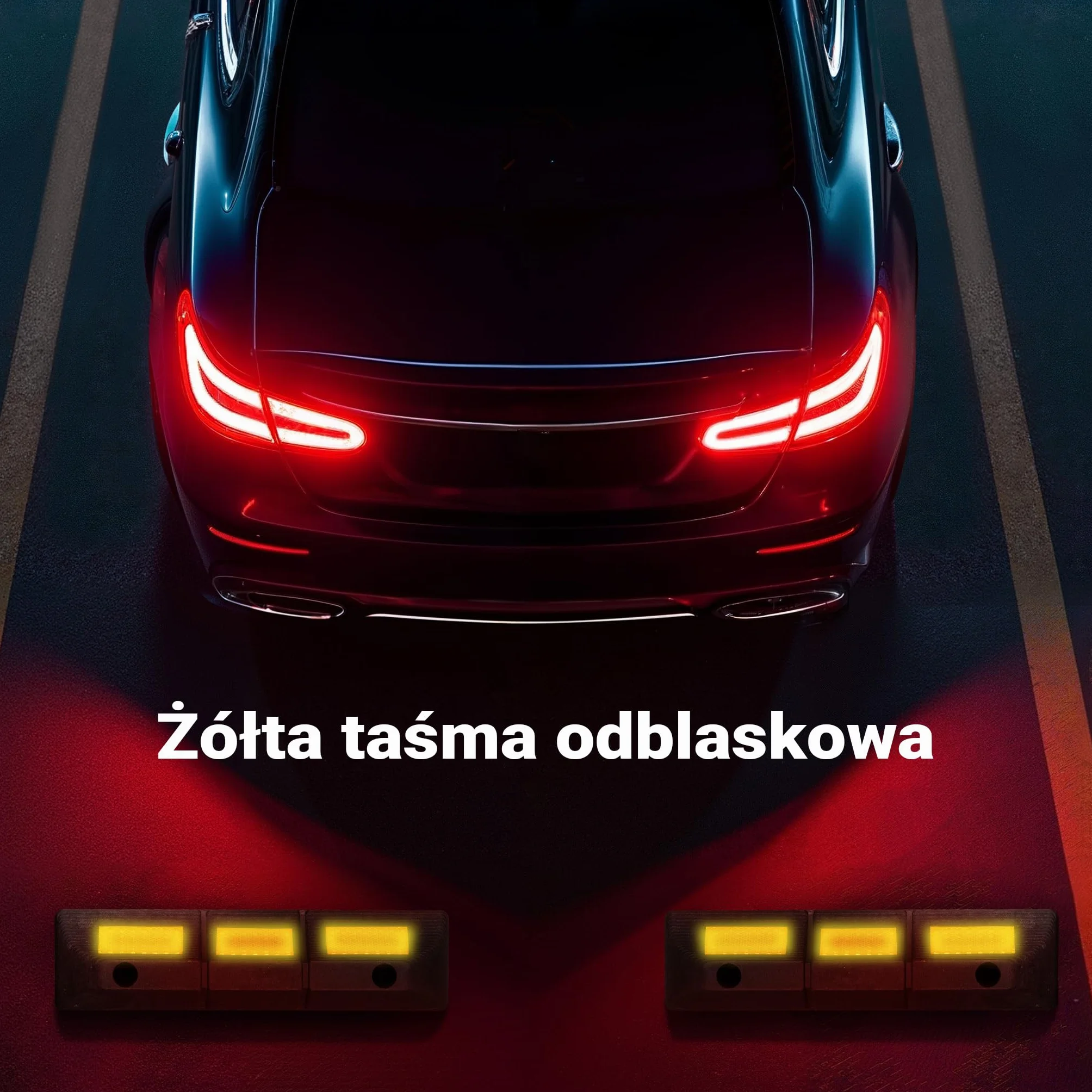 Wiltec Ogranicznik parkingowy 2 szt. 47,5 x 12 x 8 cm czarny z żółtą taśmą odblaskową, odbojnik gumowy do garażu i parkingu