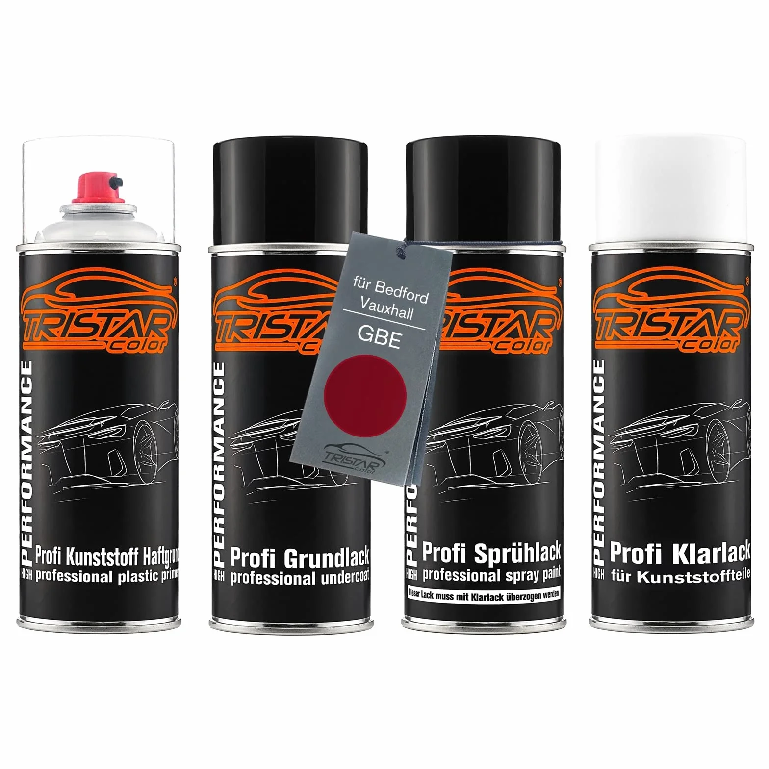 TRISTARcolor Zestaw w sprayu Lakier samochodowy do zderzaka z tworzywa sztucznego dla Bedford/Vauxhall GBE Crystal Red Perl