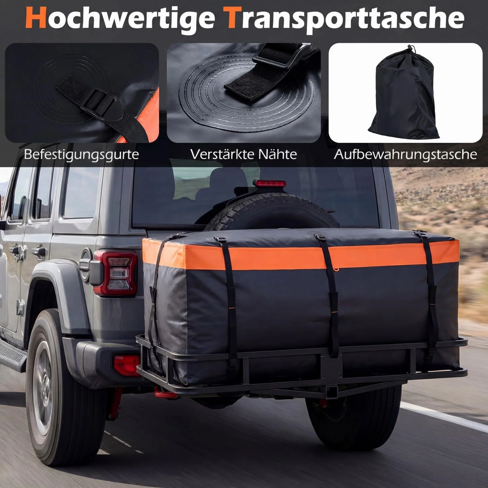 COSTWAY tylny bagażnik na hak holowniczy 550 L wodoodporna składana skrzynka bagażowa 148 x 61 x 61 cm