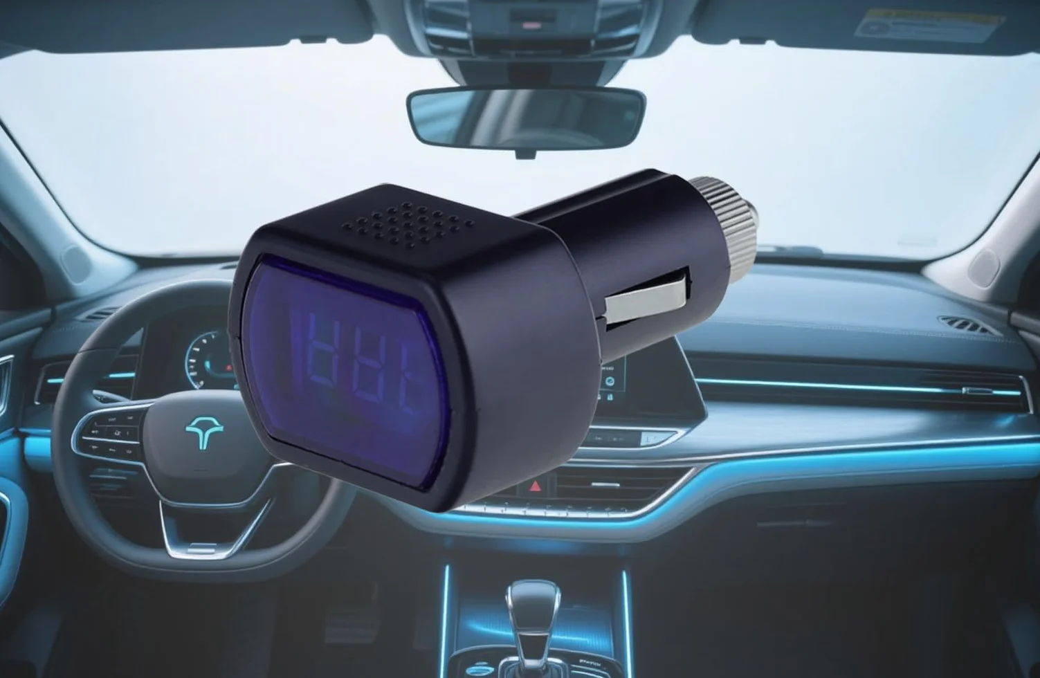 Woltomierz samochodowy do gniazda zapalniczki 12-24 V LED