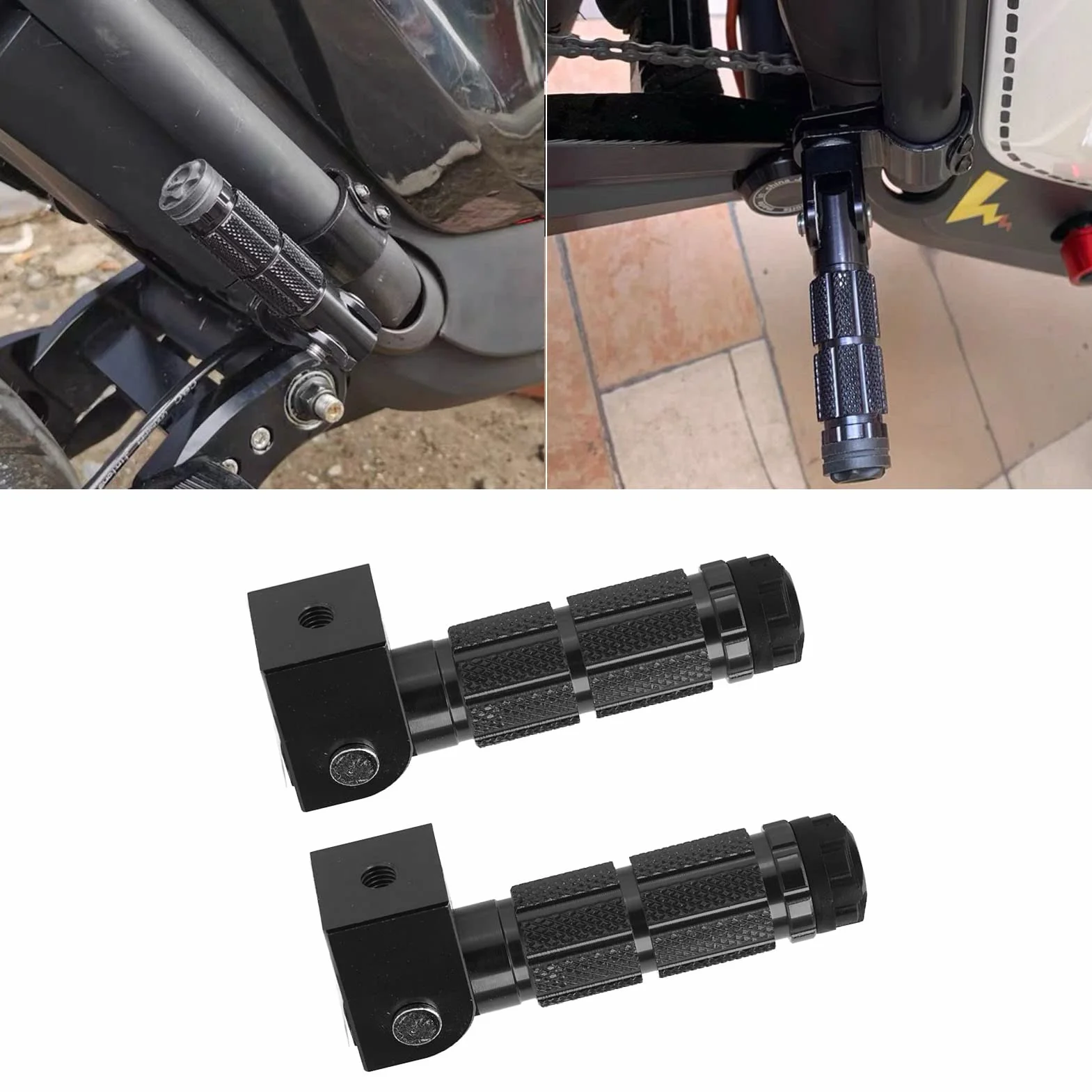 Podnóżki pasażera, uniwersalny podnóżek motocyklowy ze stopu aluminium M8, łatwy w instalacji dla UTV do rowerów Go-Kart (czarny), pedały, pedały i akcesoria