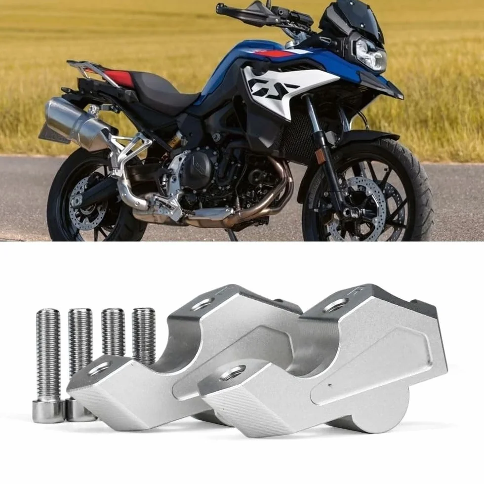 Kierownica Riser Clamp Podnośnik Kierownicy Motocykla Pasuje Do BMW F800GS F800 F 800 GS 2023 2024 2025 Akcesoria Uchwyt Powrót Przesuń Podnośnik(Silver-With Logo)