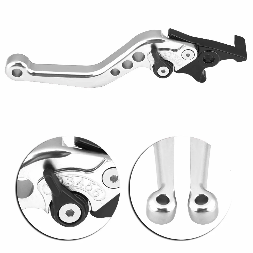 Qiilu 1 para CNC ze stopu aluminium modyfikacja motocykla podwójna dźwignia hamulca tarczowego (srebrny)
