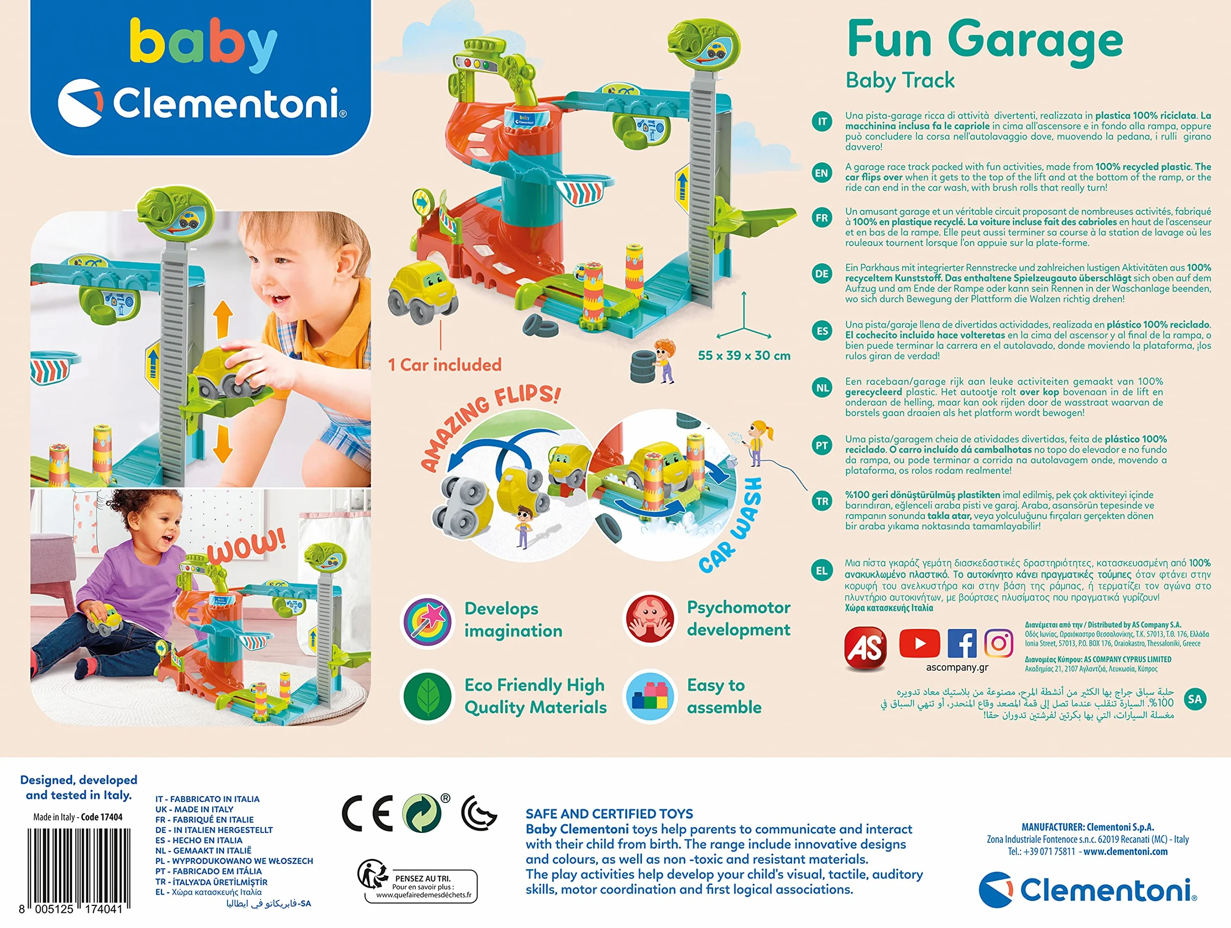 Clementoni - Fun Garage Baby Track zestaw do zabawy, wielokolorowy, 17404