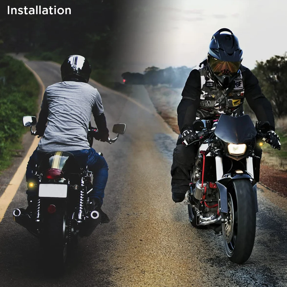 evermotor Uniwersalne 12V 2 sztuki E24 Mini kierunkowskazy LED do motocykla, Bullet stop cynku odlewany precyzyjnie IP67 wodoszczelne E sprawdzone