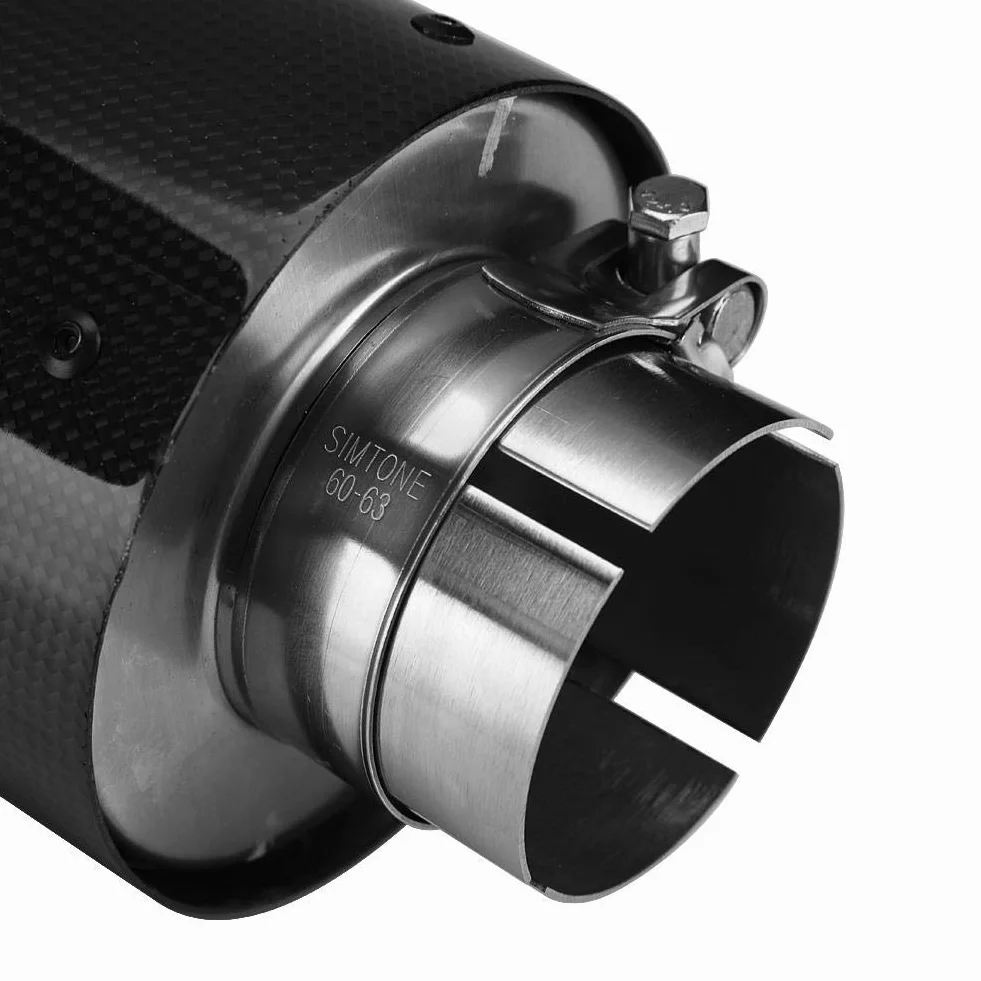 Qiilu Końcówka rury wydechowej uniwersalna 63-114 mm włókno węglowe