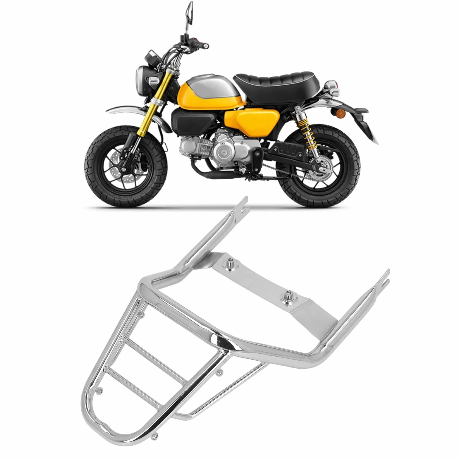 Tylny bagażnik motocyklowy, stal węglowa, chromowany, zamiennik do Monkey 125 2018-2022