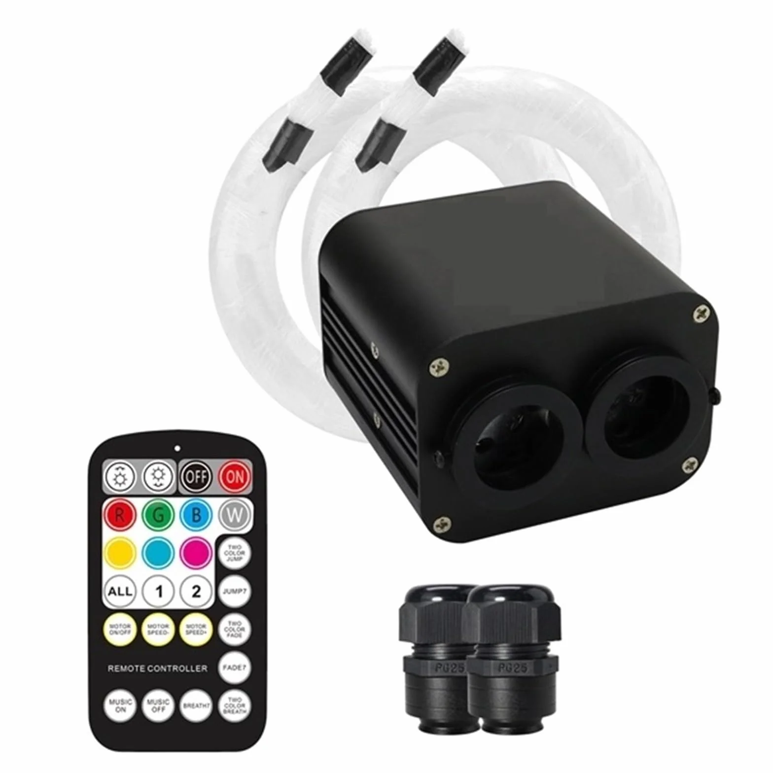 20W Podwójny Port Twinkle RGBW Samochód Gwiaździste Niebo Sterowanie Oświetleniem Sufitowym Auto Wnętrze Samochodu Światło Światłowodowe Na Dach Samochodowy Lampa Gwiazda(2PCS 400pcs 0.75 3M)