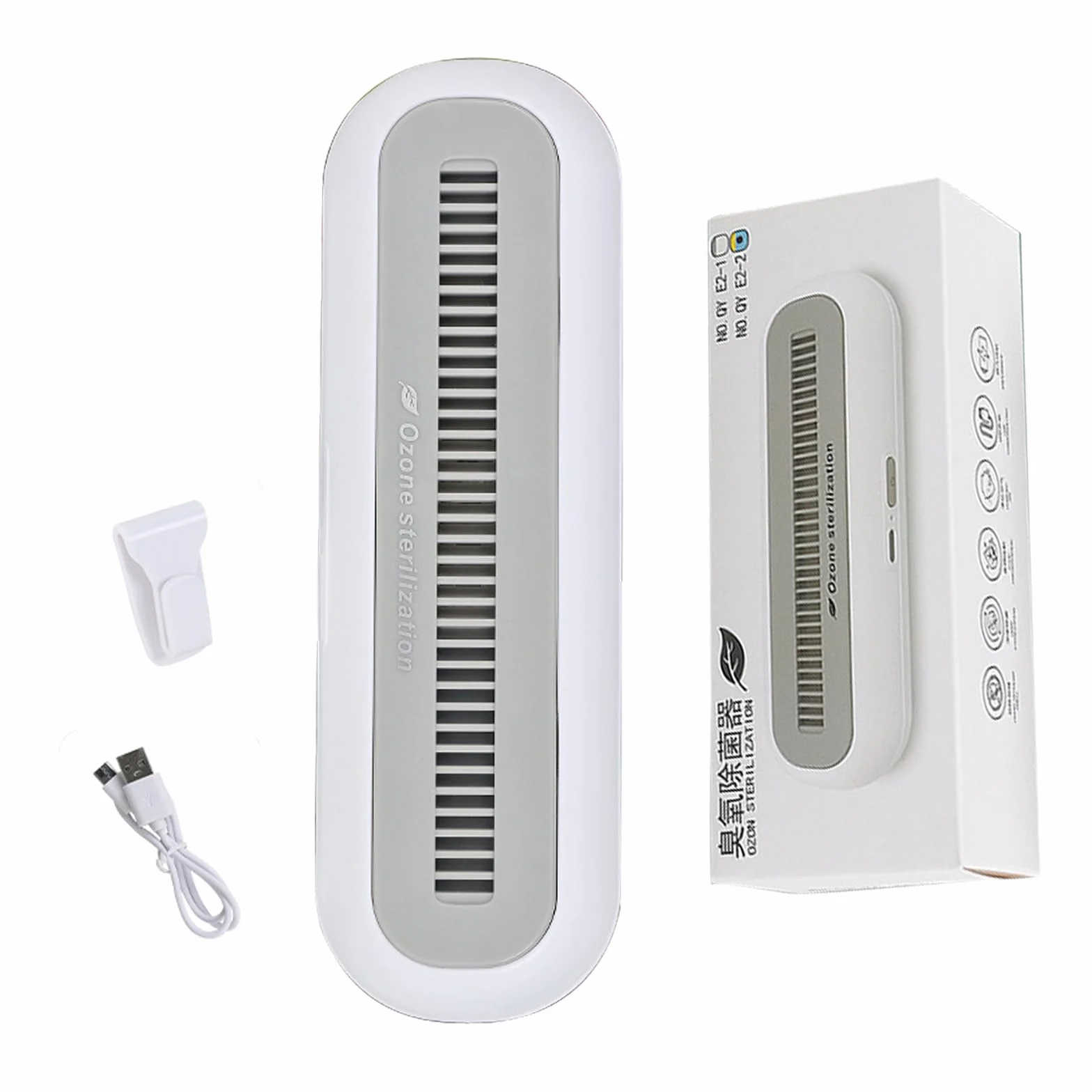 Mini generator ozonu, urządzenie do usuwania zapachów z ładowaniem przez USB, do lodówki, samochodu, butów, szafy na ubrania i neutralizator zapachów (biały)