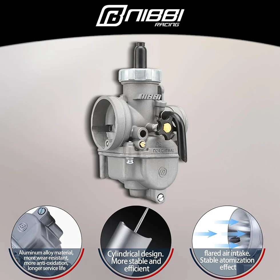 NIBBI PE24mm Vergaser Motorrad Vergaser mit Carb Jets pasuje do 125 cm³ - 150 cm³ do 2/4 Takt Dirt Bike Mini Bike