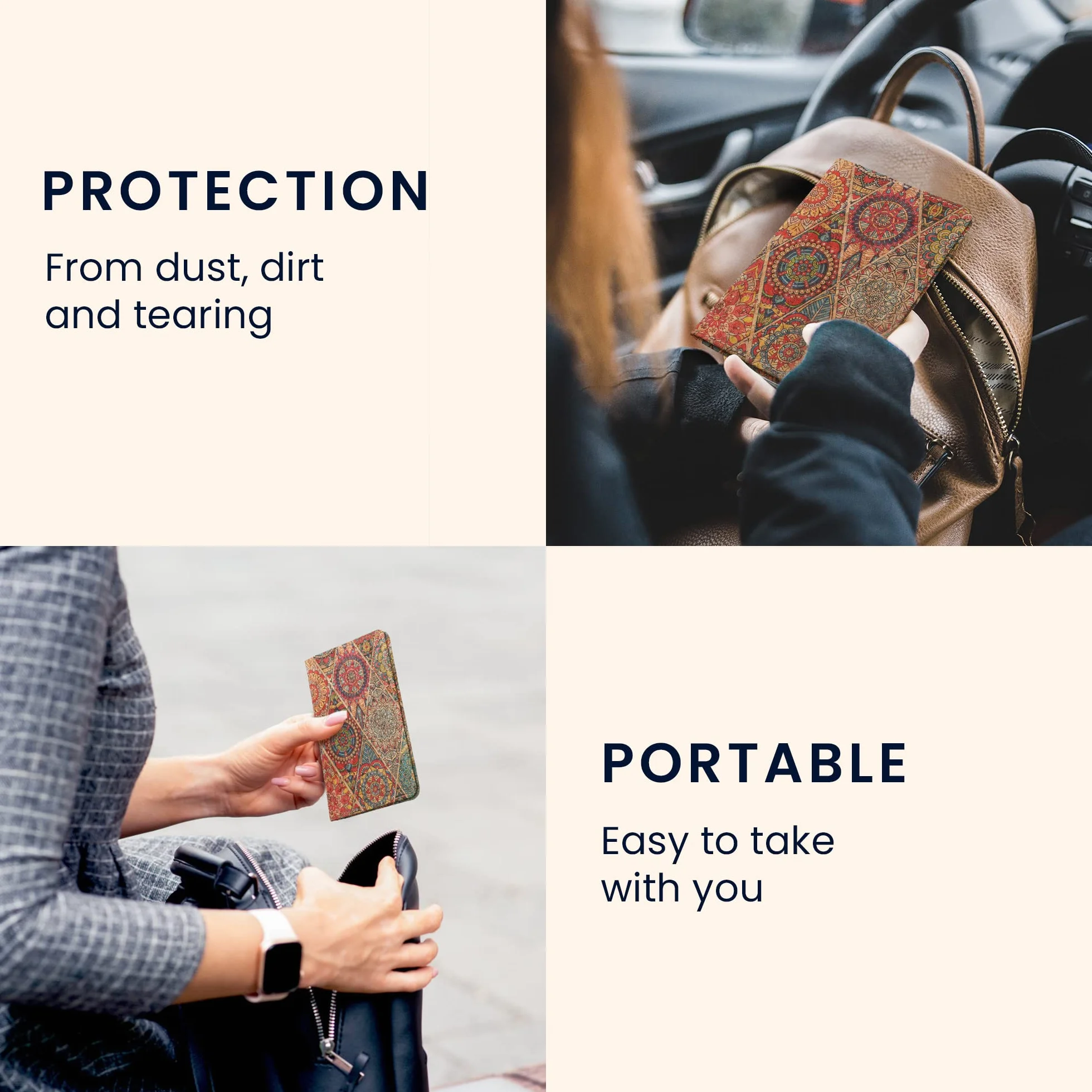 kwmobile Etui na dowód rejestracyjny pojazdu z przegródkami na karty – korkowe etui ochronne różowe, czerwone, niebieskie, mandalowe