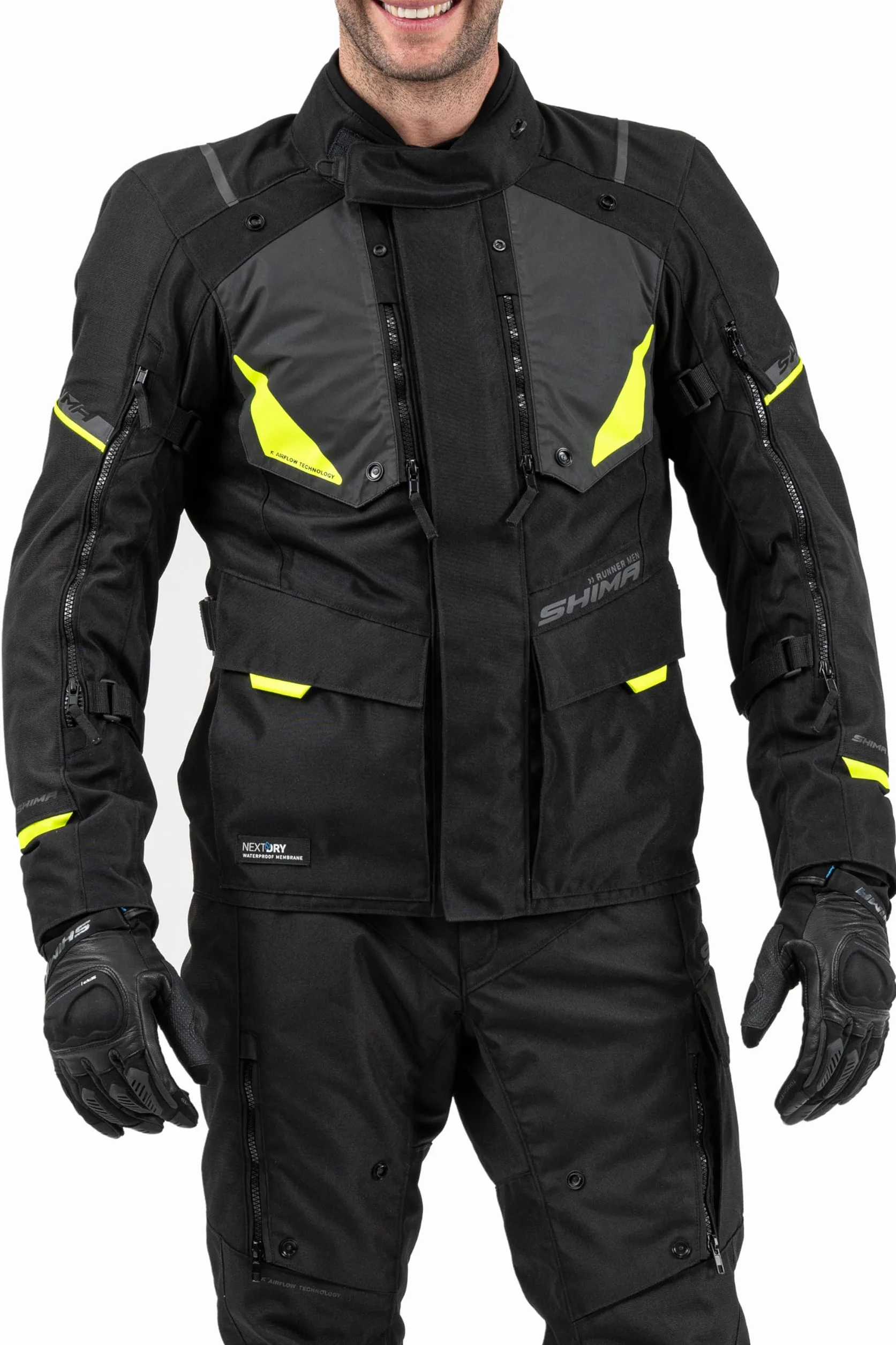 SHIMA RUNNER Kurtka motocyklowa AIRFORCE z ochraniaczem na plecy wodoodporna lekka opancerzona męska fluo M