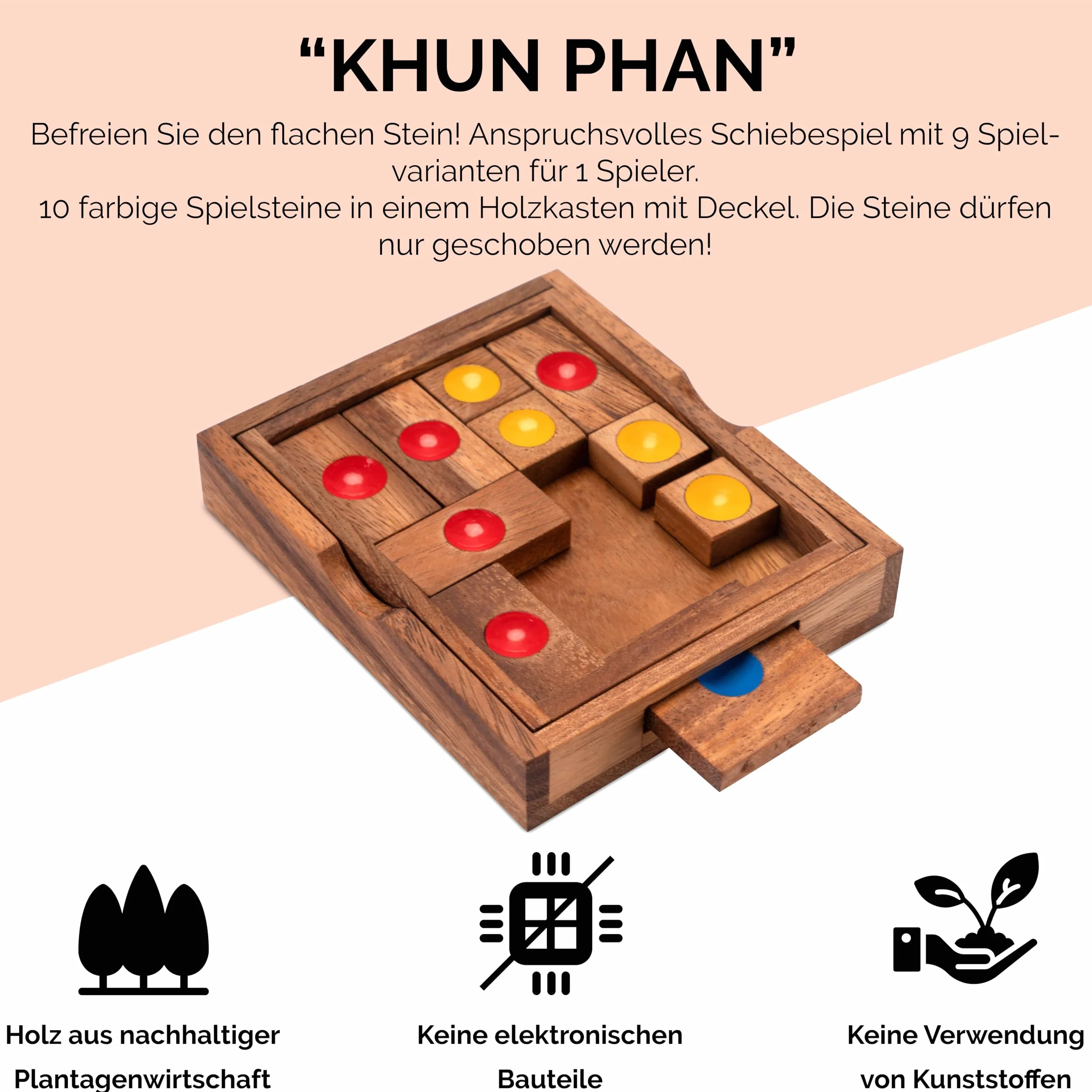 LOGOPLAY Khun Phan rozm. L - gra przesuwna - gra myśląca - gra logiczna - gra logiczna z drewna