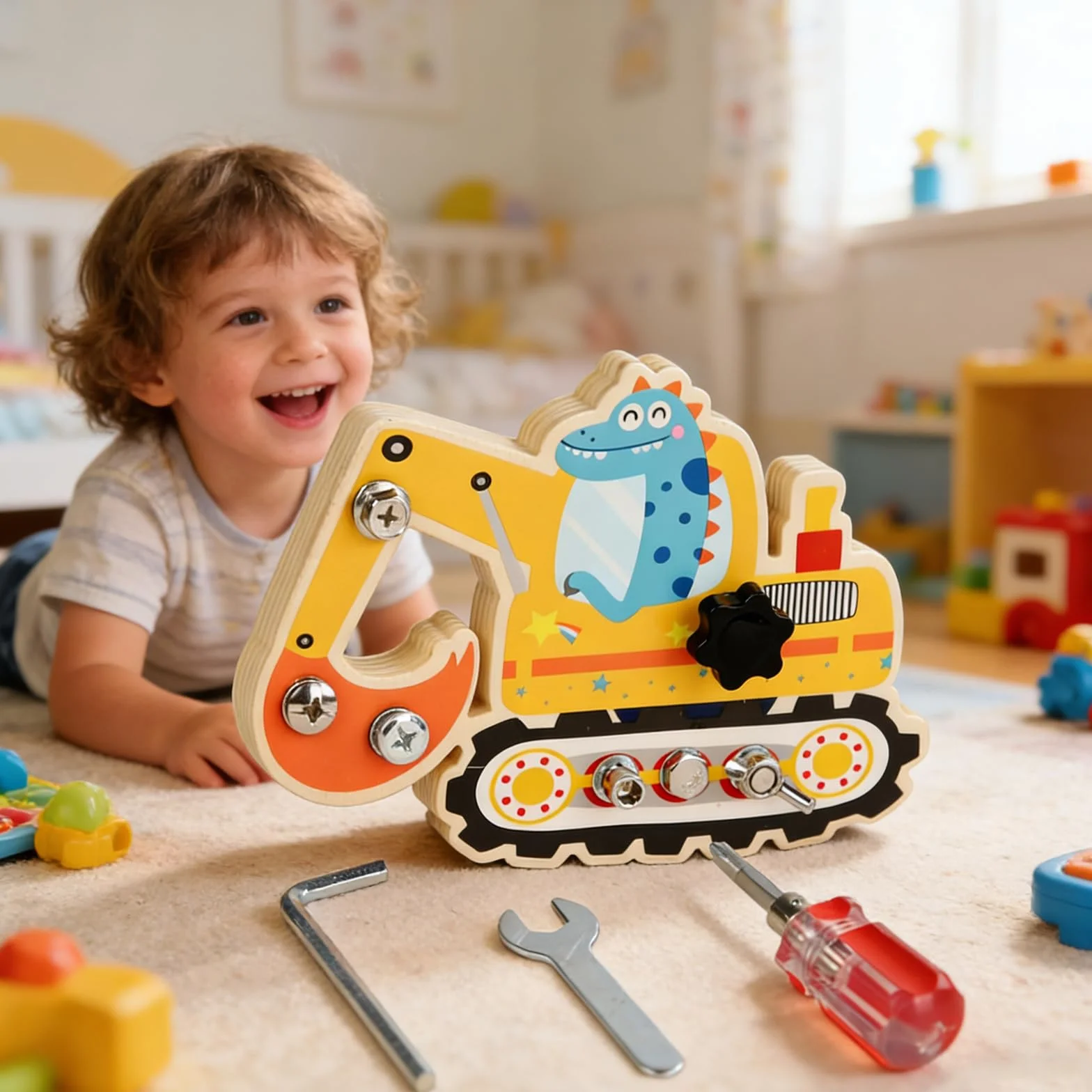 Montessori Montessori wkręty, zabawka do wkręcania, zabawka od 3 koparek, zabawka dla dzieci z uroczymi