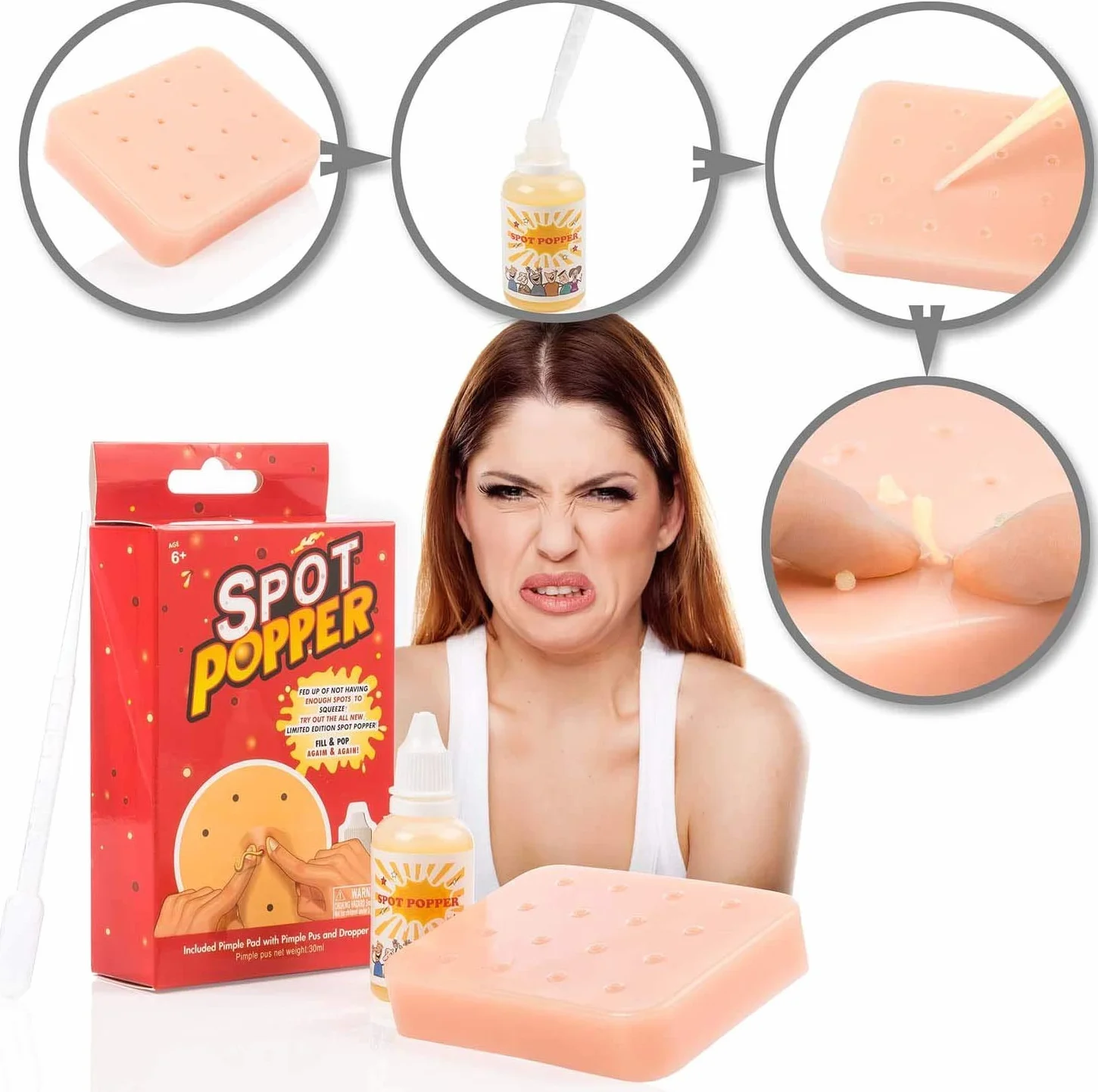 Pimple Popper – gra akcji do wyciskania pryszczów; piłka antystresowa do wyciskania wągrów, trądziku