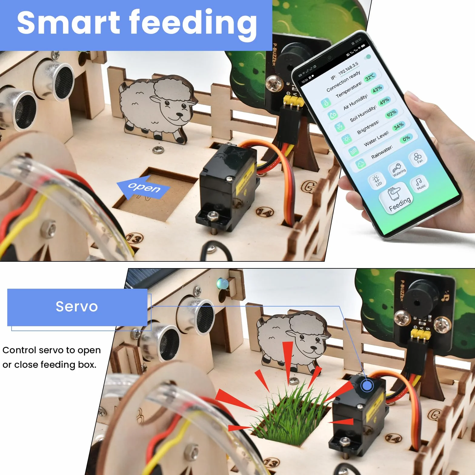 KEYESTUDIO ESP32 IoT Smart Farm Starter Kit for Arduino and Scratch Programming, DIY Sensor Kit
