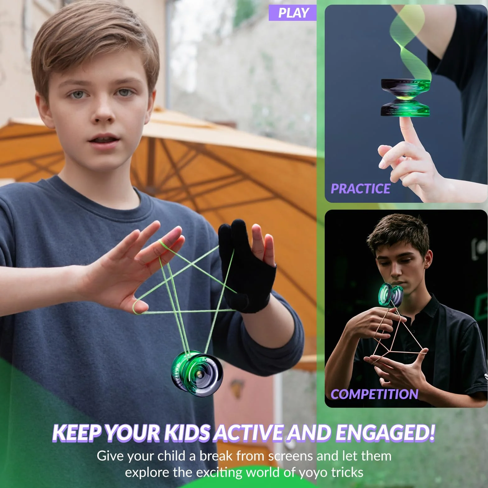 MAGICYOYO Crystal Yoyo K2 dla dzieci, responsywna i niereagująca piłka do yoyo, magiczna sztuczka jo-jo dla początkujących i dorosłych, dwufunkcyjne jo-jo z 12 strunami, etui, zestaw akcesoriów