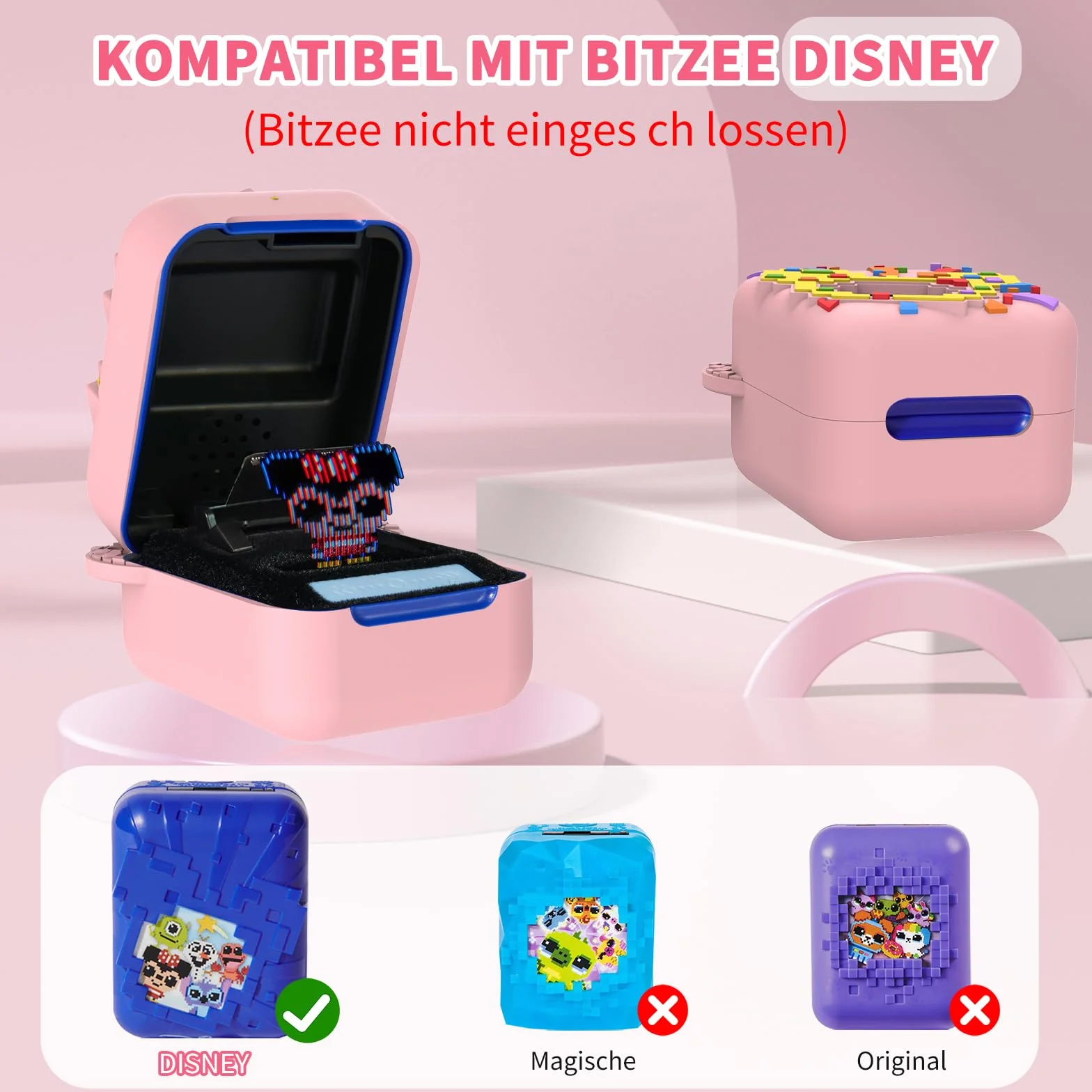 etui ochronne na bitzee Interactive Toy, antypoślizgowe i odporne na zarysowania silikonowe etui ochronne do interaktywnych akcesoriów do zabawek firmy Bitzee, ze smyczą (różowe)