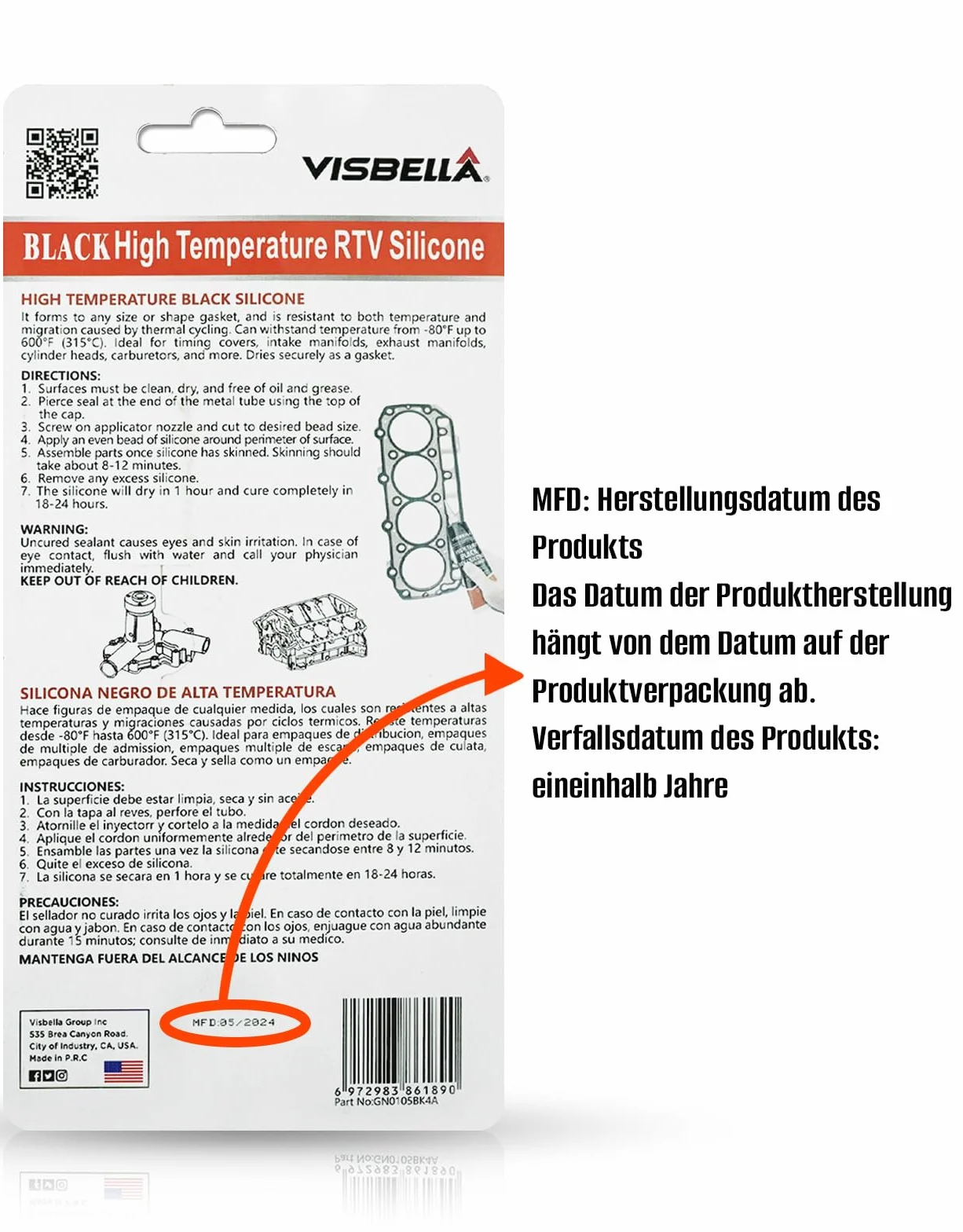 Visbella silikonowa uszczelka RTV wysoka temperatura szary