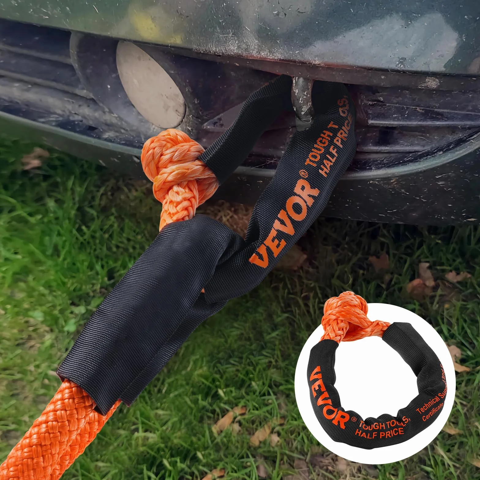 VEVOR Syntetyczna miękka szekla 20 ton 5.1 cm x 56 cm 2 sztuki kajdany holownicze do UTV ATV ciężarówek