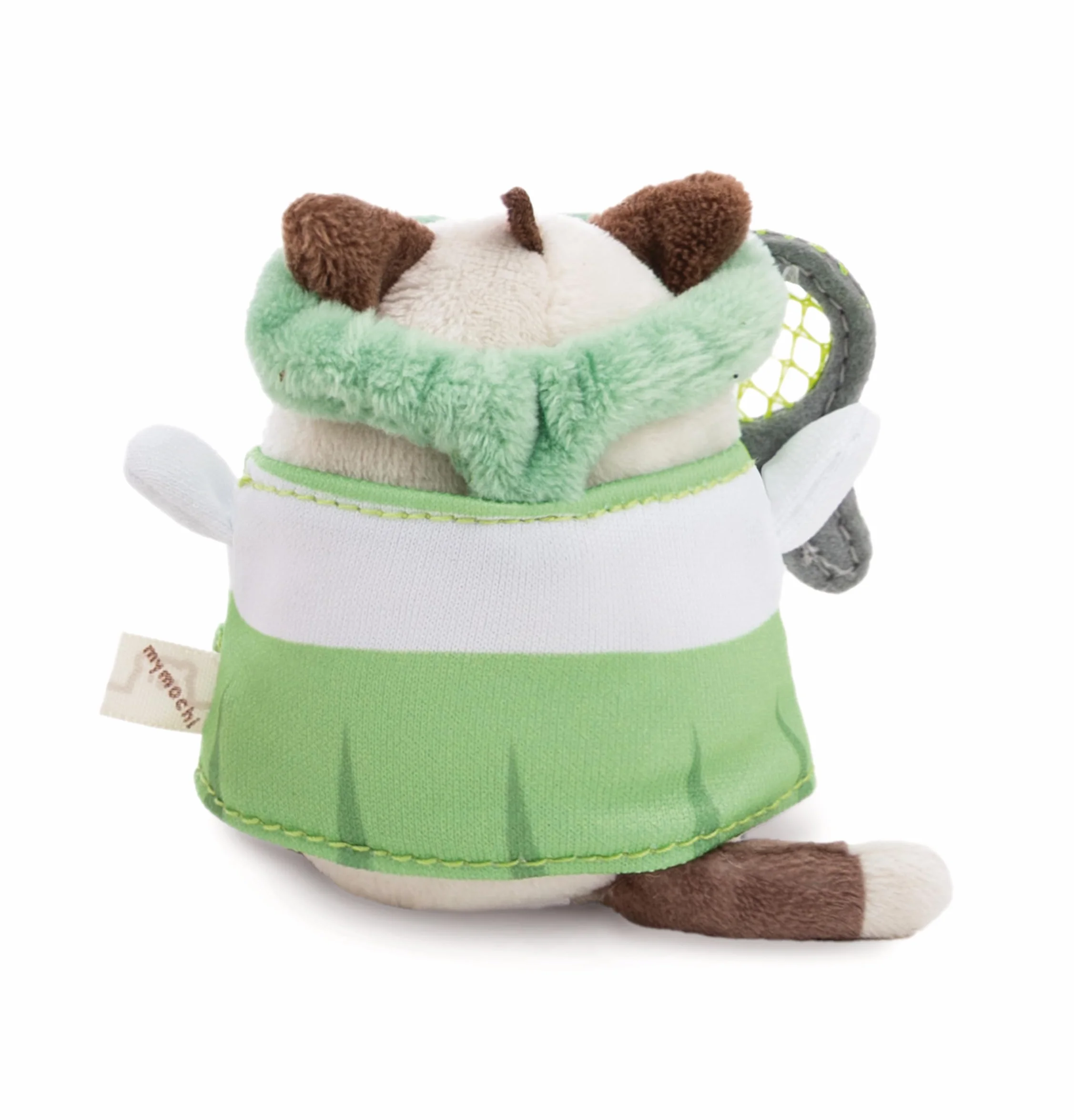 NICI 62903 zestaw przytulanka kotka syjamska Siamy z piłeczką tenisową i strojem tenisowym w pudełku prezentowym, mymochi pluszowe zwierzątko w stylu kawaii, 8 cm, 8,5 x 6,5 x 10 cm, brązowy