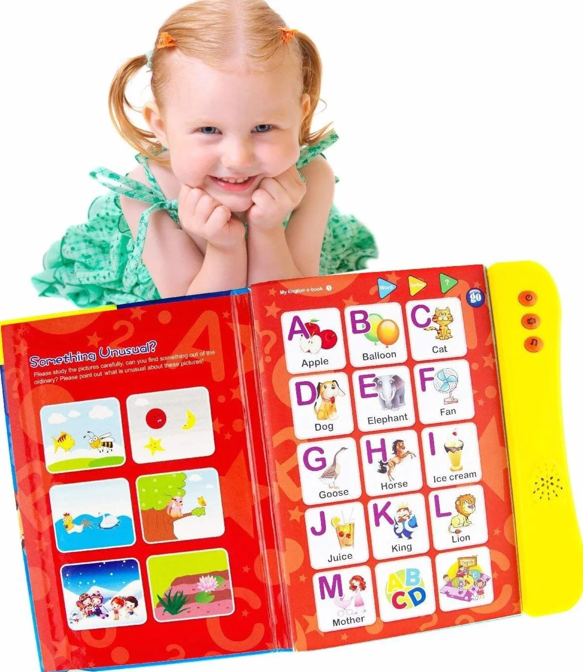 Boxiki kids ABC książka dźwiękowa dla dzieci/angielskich liter i słów, zabawna zabawka edukacyjna do nauki liter, słów, cyfr, kształtów, kolorów i zwierząt dla małych dzieci