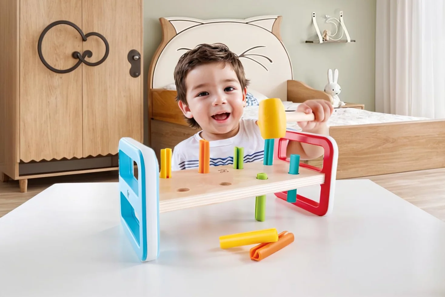 Hape E0506 Rainbow Pounder - Colourful Wooden Toy for Toddlers