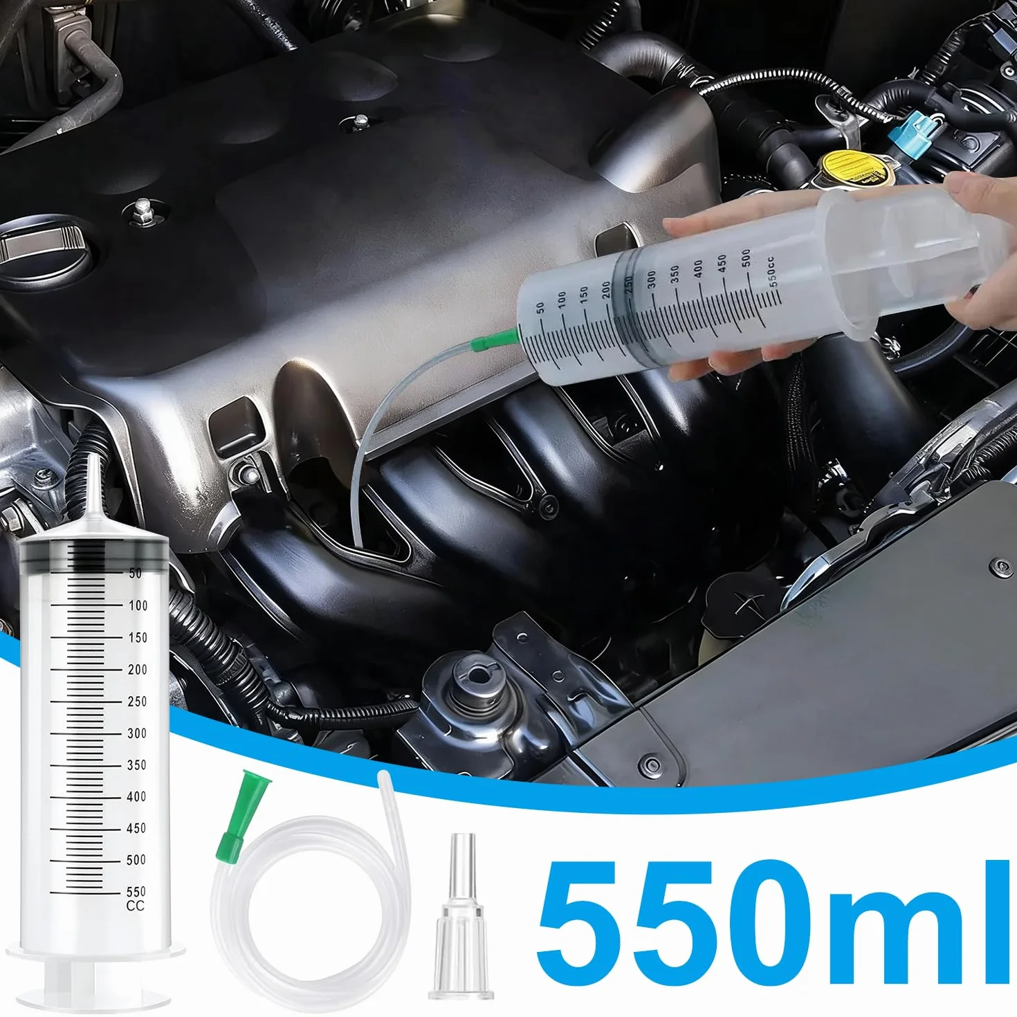 550 ml pompa do odsysania oleju z wężem, pompa do odsysania oleju, duża strzykawka, odpowiednia do płynu hamulcowego, oleju przekładniowego, chłodziwa i zastosowań przemysłowych
