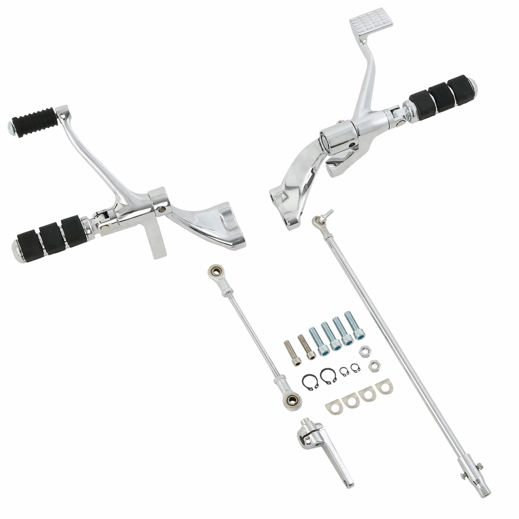 TCMT Sterowanie do przodu, dźwignie zapadkowe, drążki pasujące do Harley Sportster XL 1200 883 2014-2020 (styl B, chrom)