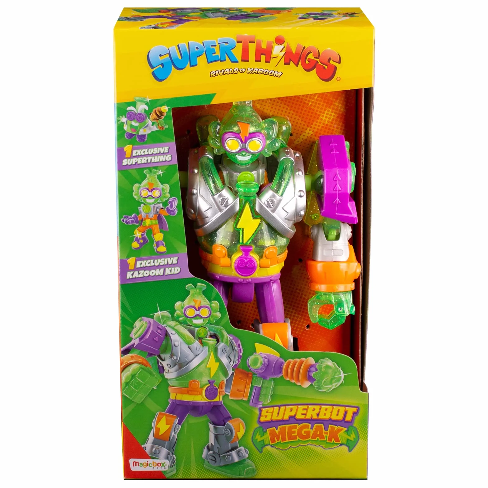 SUPERTHINGS Superbot Mega-K – Przegubowy robot z akcesoriami do walki, 1 ekskluzywny Kazoom Kid i 1 ekskluzywny SuperThing.