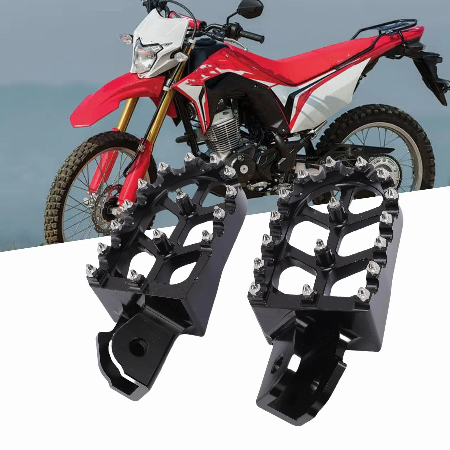 Yosoo Podnóżki Motocyklowe, 1 Para Stopki 7075 Stop Aluminium Dirt Bike z Zestawem Montażowym dla Surron Light Bee X, X260, CRF150F 2003-2019 (BLACK)