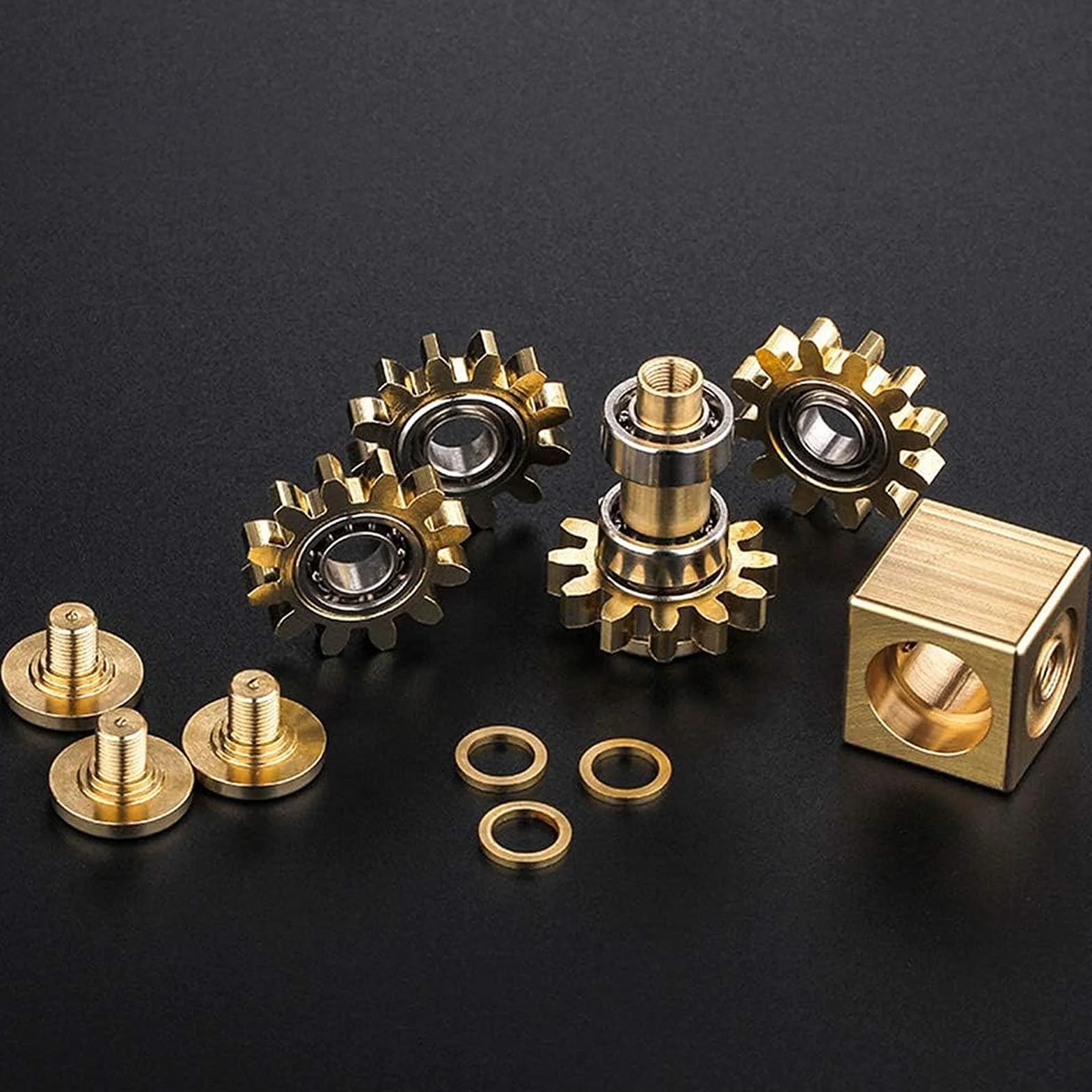 Mini Gear Spinner ze stopu metalu, wykonany z czystego mosiądzu, stopu metalu, zabawka do skupienia palców, redukcja stresu, prezent