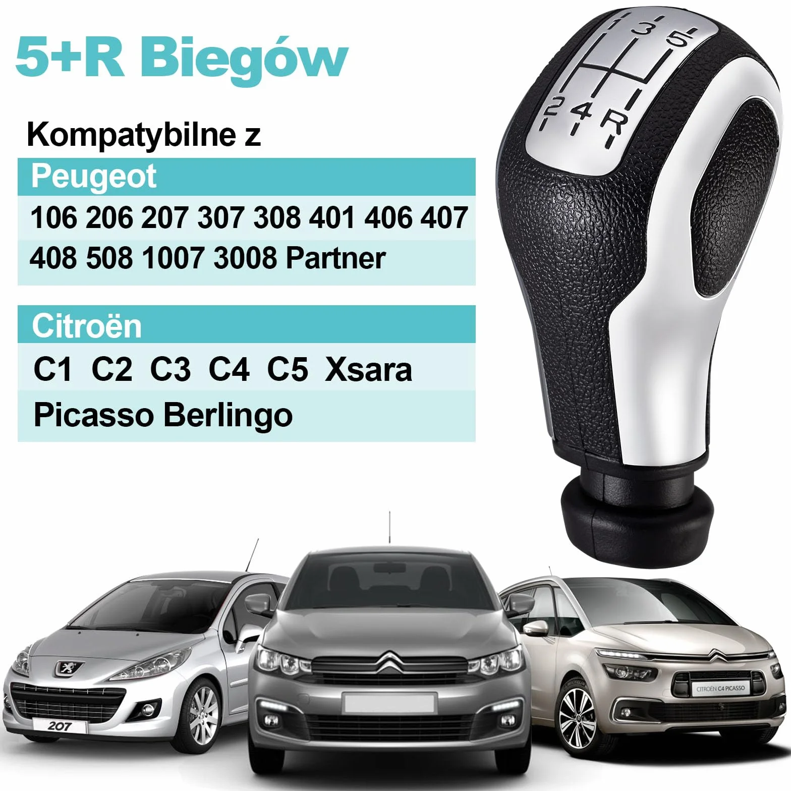 Spurtar Gałki zmiany biegów 5 prędkości ręczna dźwignia zmiany biegów do samochodu dla Peugeot 206 207 208 306 307 308 1007 3008 dla Citroen C1 C2 C3 C4 z adapterem