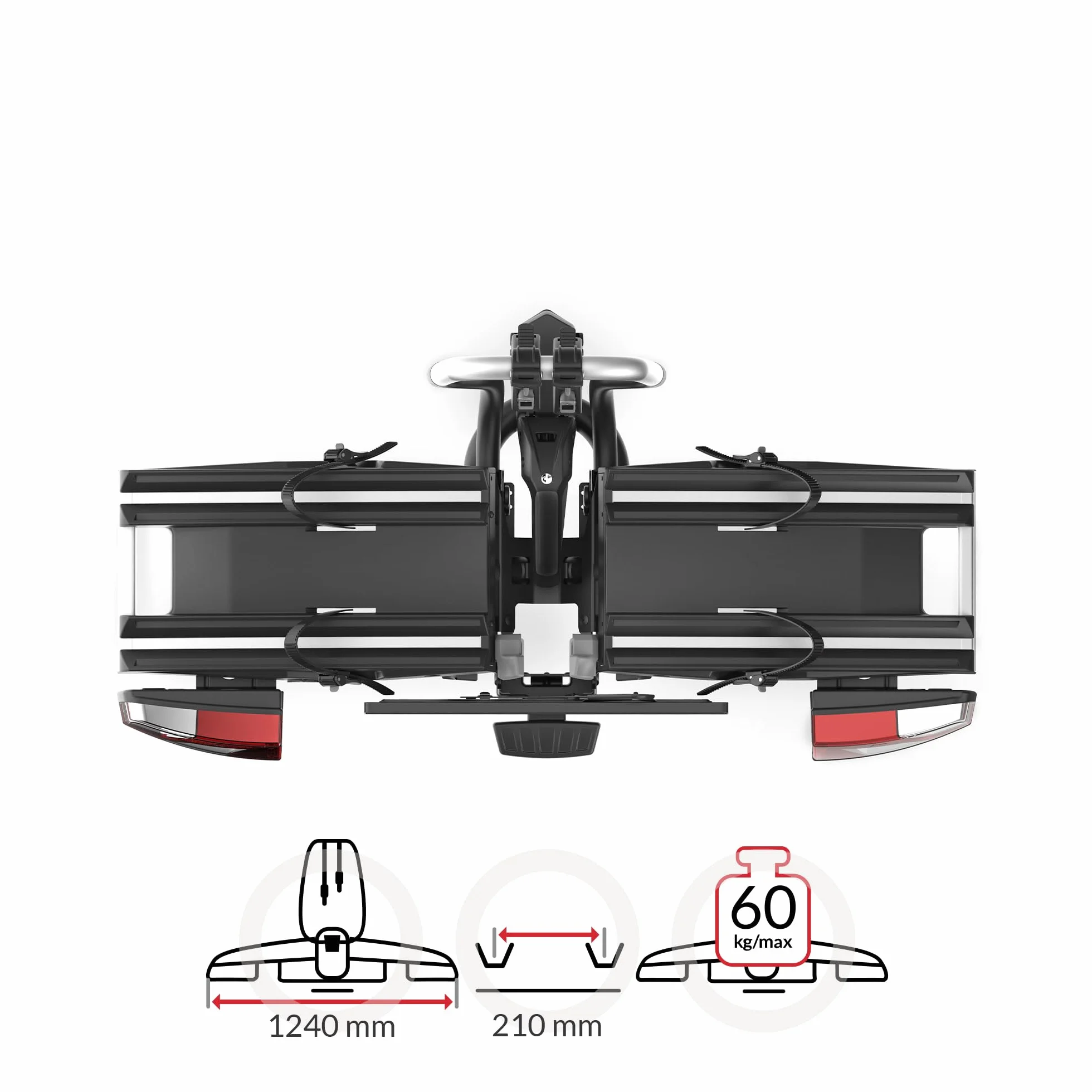 Atera Genio Pro Advanced bagażnik rowerowy składany na 2 rowery e-bike srebrny