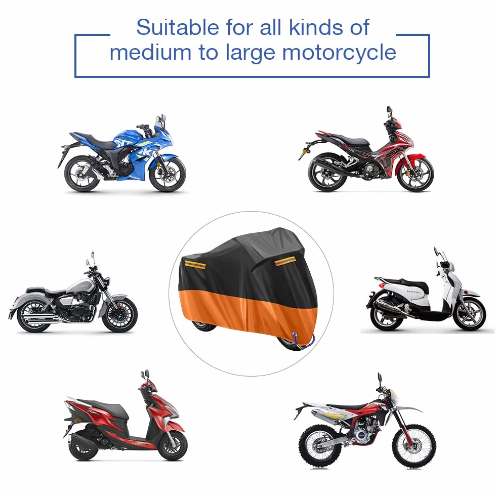 Pokrowiec na Motocykl wodoodporny Oxford 210D 245x105x125cm Pomarańczowy