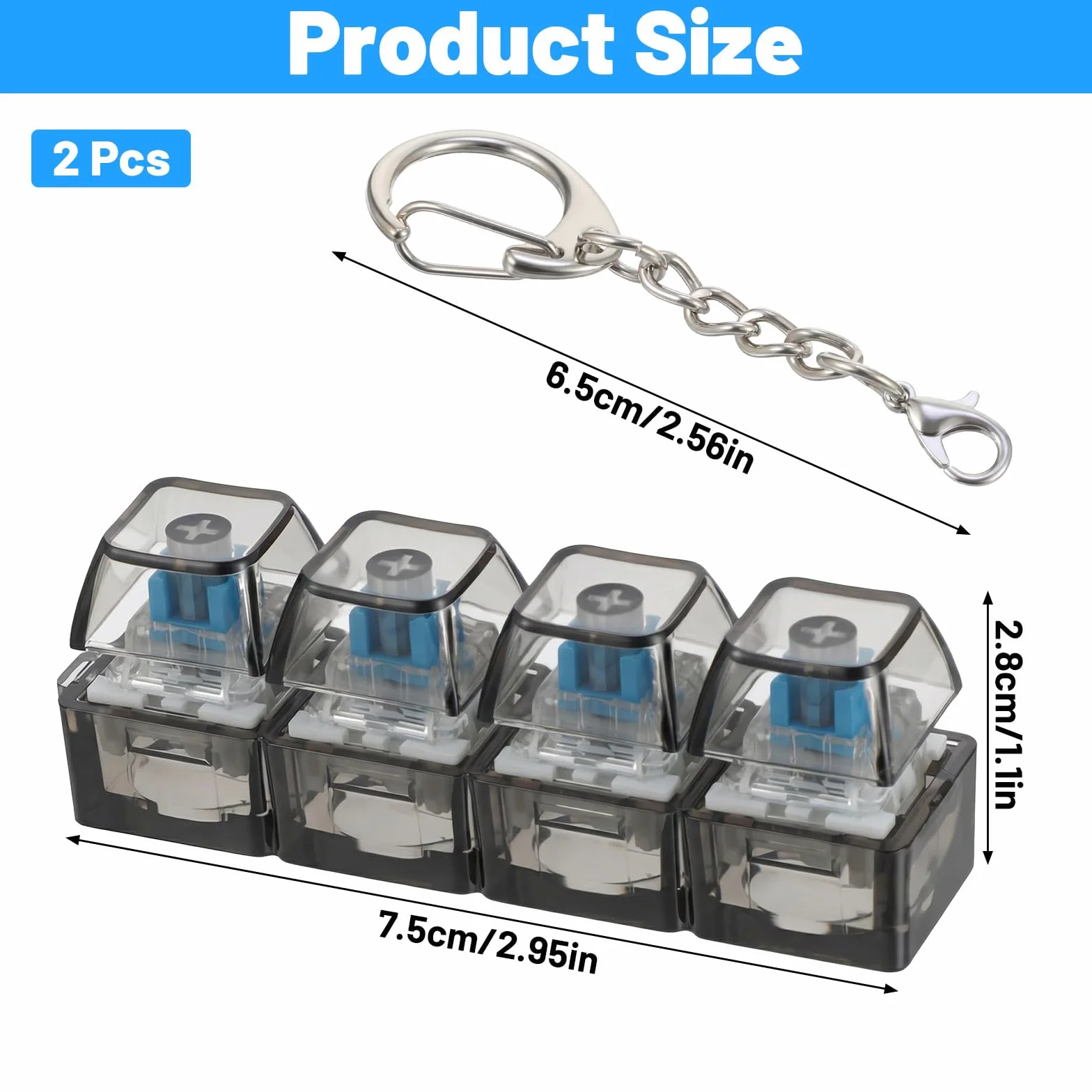 2 sztuki breloczków do kluczy z klawiaturą, zabawna klawiatura Fidget Keychain, breloczek do kluczy, breloczek do kluczy, czarno-biały, do redukcji stresu, dla dorosłych
