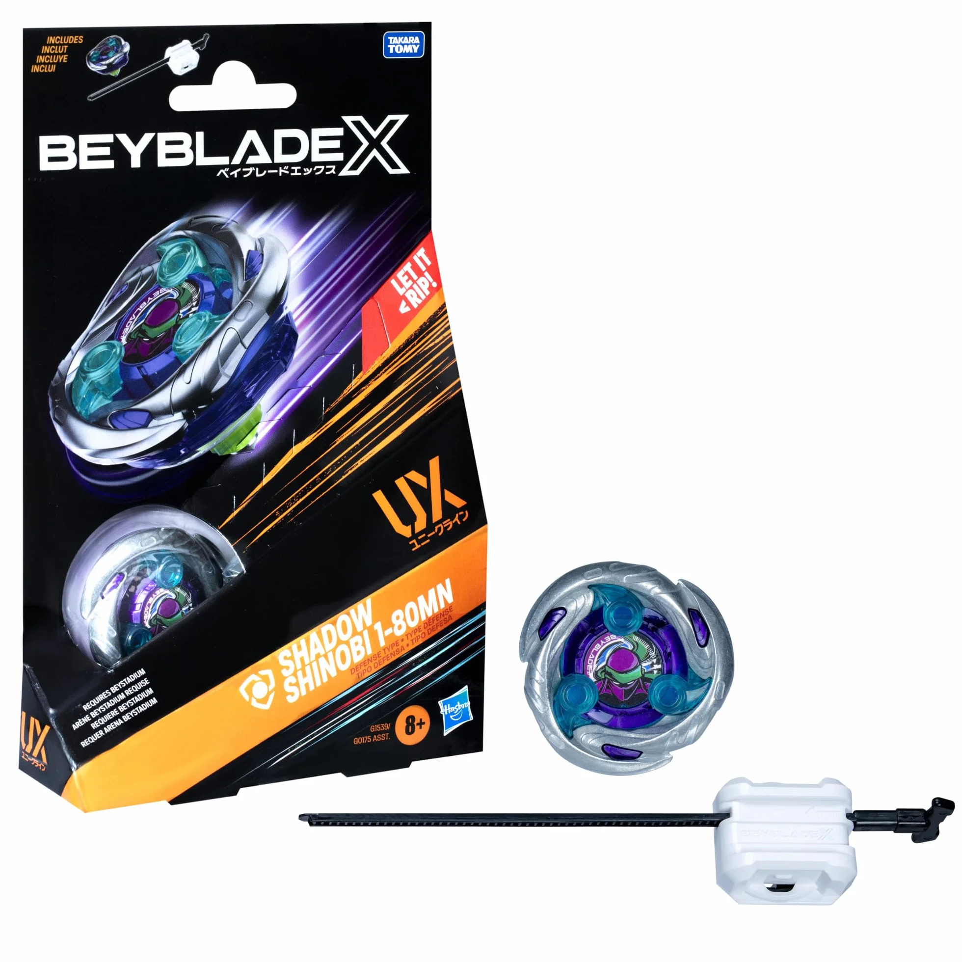Pakiet startowy Beyblade X Shadow Shinobi 1-80MN UX z bączkiem i wyrzutnią