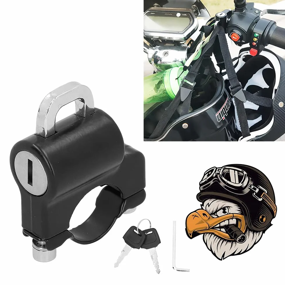 Zamek do kasku motocyklowego, antykradzieżowy, zamek zabezpieczający przed kradzieżą, kask motocyklowy, uniwersalne zapięcie do kasku motocyklowego, zamek bezpieczeństwa, akcesoria
