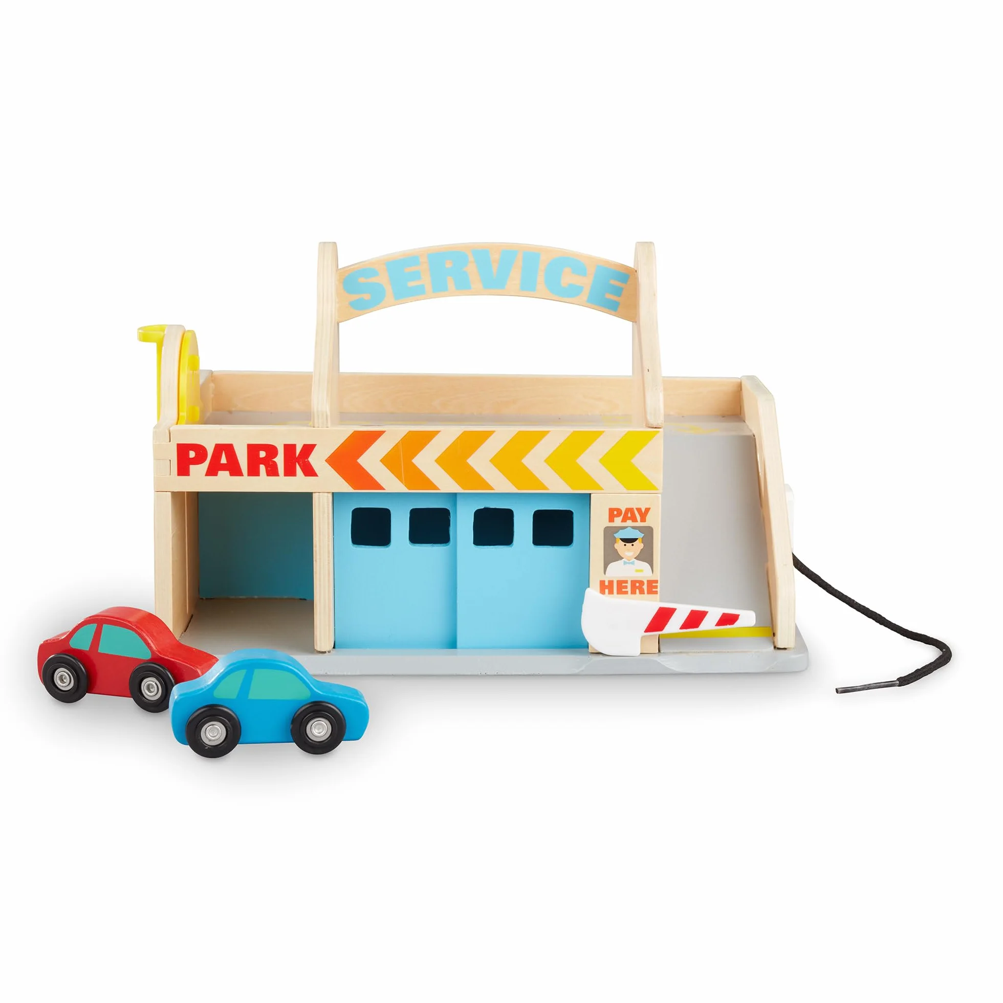 Melissa & Doug – stacja obsługi samochodów z parkingiem piętrowym (pojazdy, funkcjonalna winda, łatwe przenoszenie)