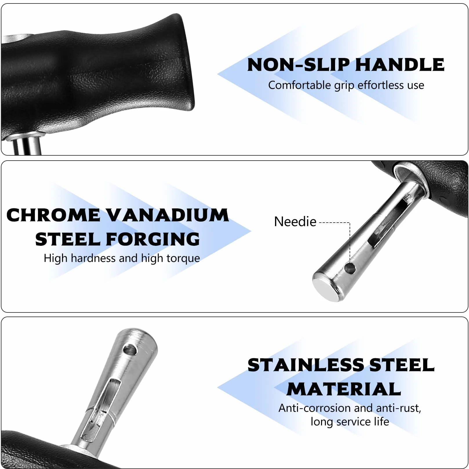 Drut tnący do usuwania przedniej szyby: drut tnący z uchwytem, 3 narzędzie do usuwania szyb samochodowych (łącznie 50 m) i 2 uchwyty, narzędzie do usuwania szyb samochodowych