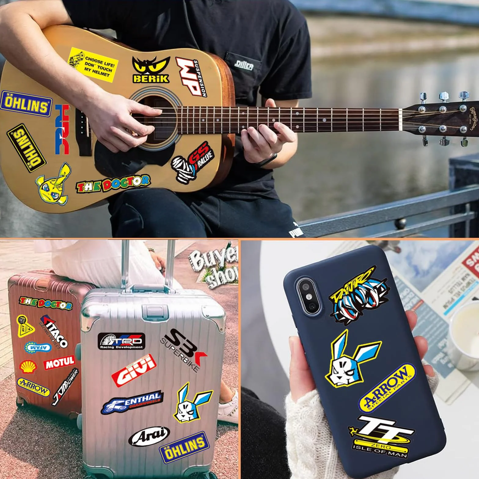 Naklejki na motocykl, 3 zdjęcia, sponsorzy, motocross, sporty motorowe, na kask rowerowy, naklejki winylowe, odpowiednie dla motocykl, deskorolkę, samochód, kask na skuter