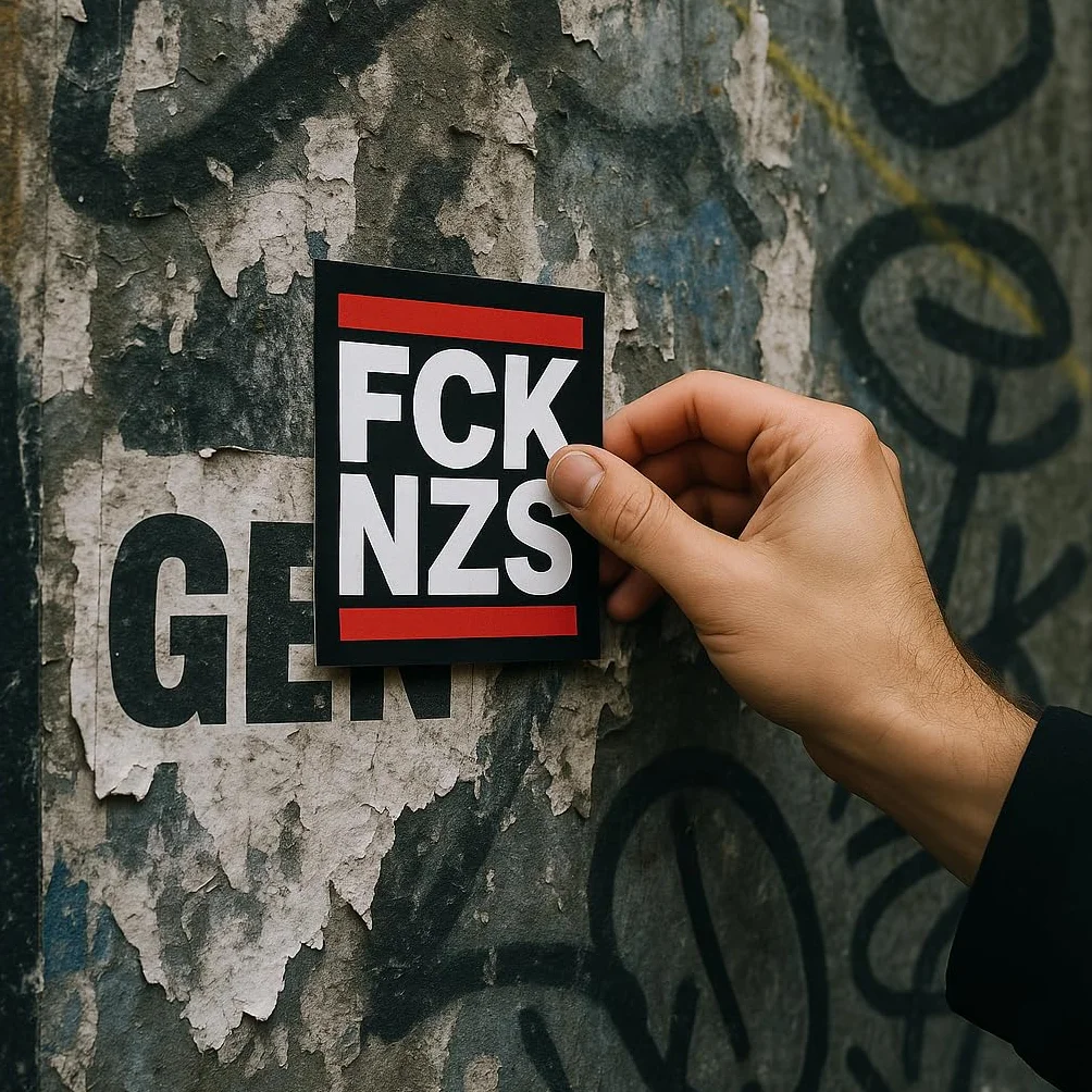 FCKNZS Sticker 7,4 x 7,4 cm Politische Links Outdoor