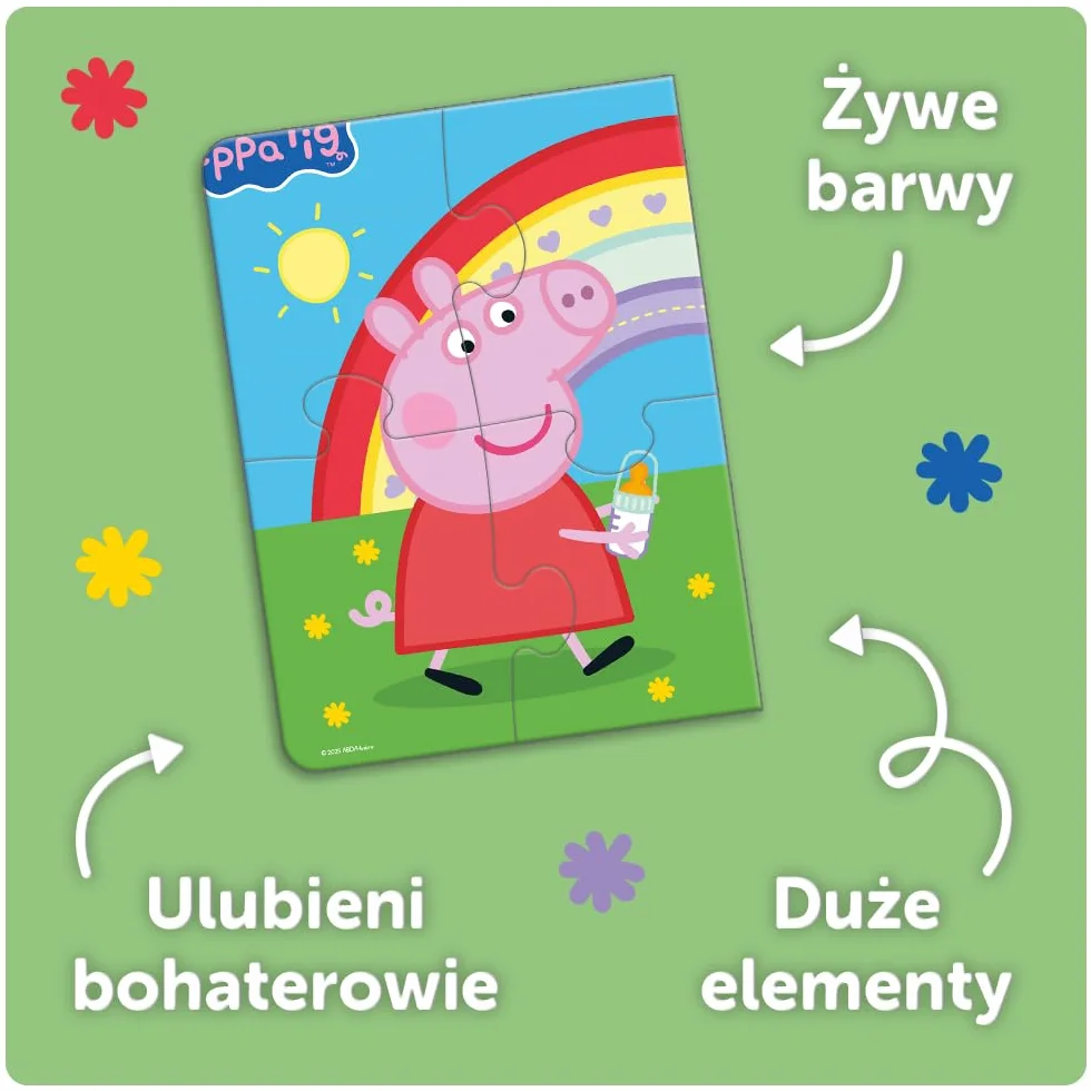 Trefl - Peppa Pig - Mała Peppa - Puzzle Ramkowe Baby 2w1 dla dzieci od 2. roku życia